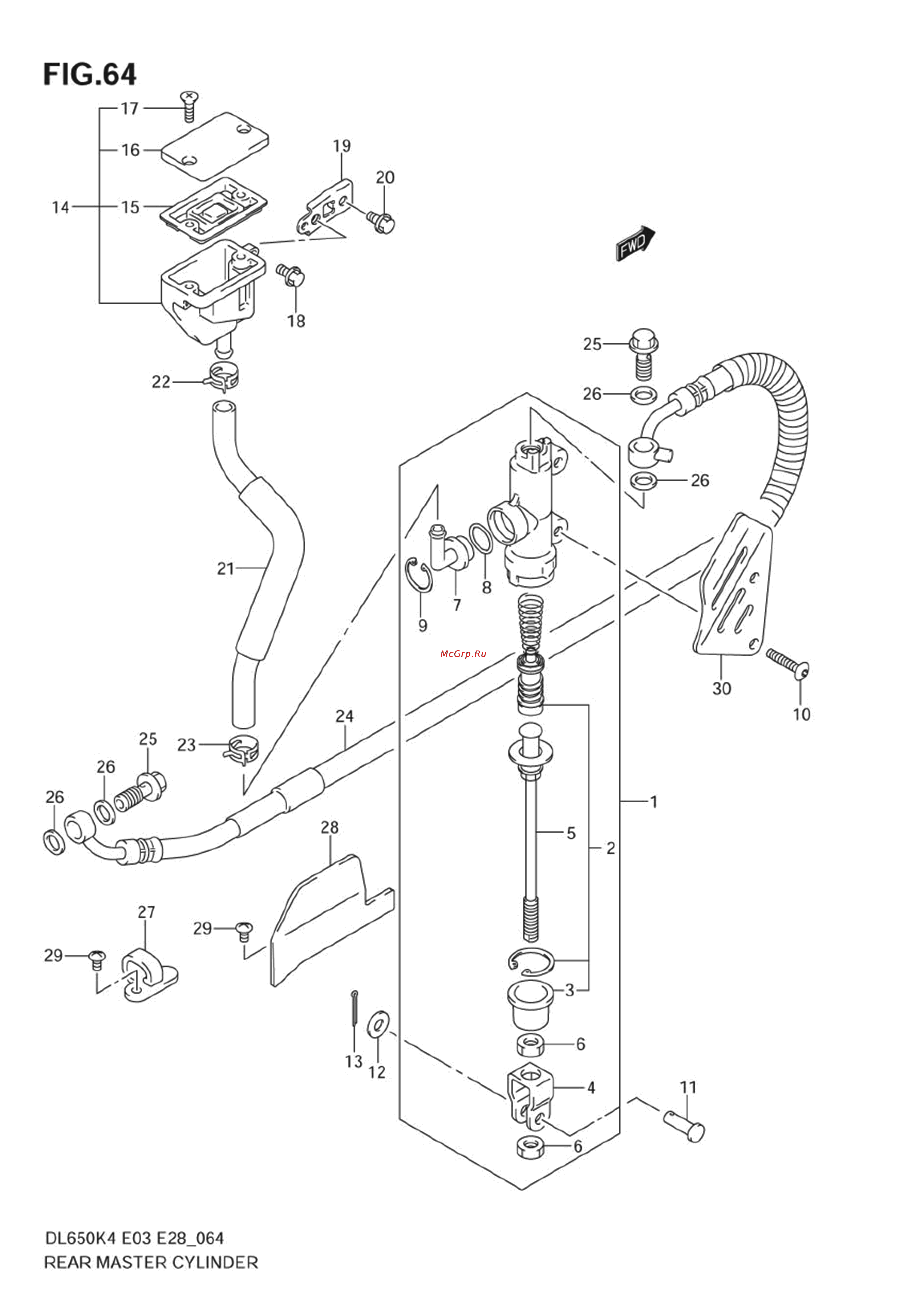 Suzuki DL650 V-STROM (2004) [127/130] Rear master cylinder