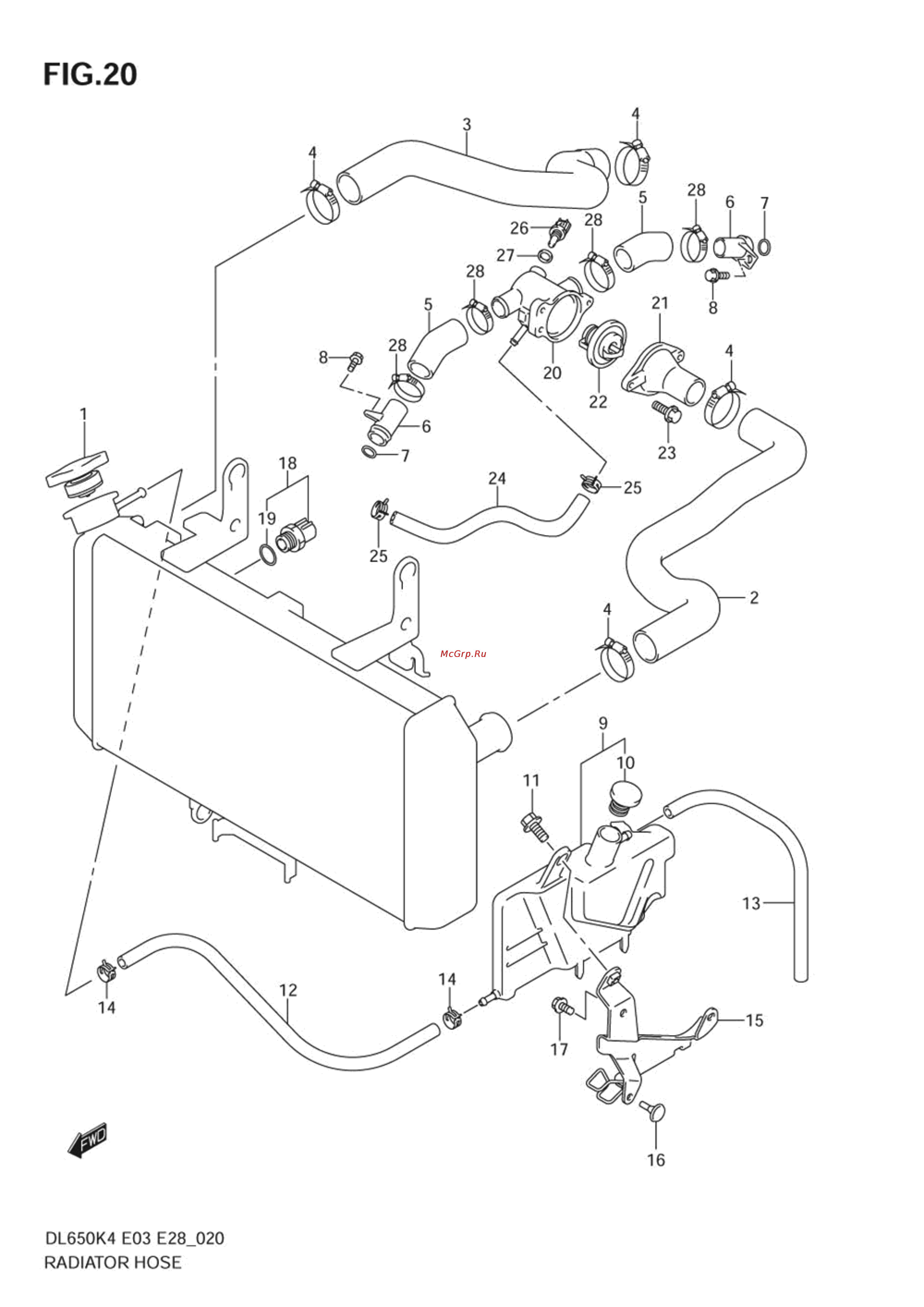 Suzuki DL650 V-STROM (2004) [39/130] Radiator hose