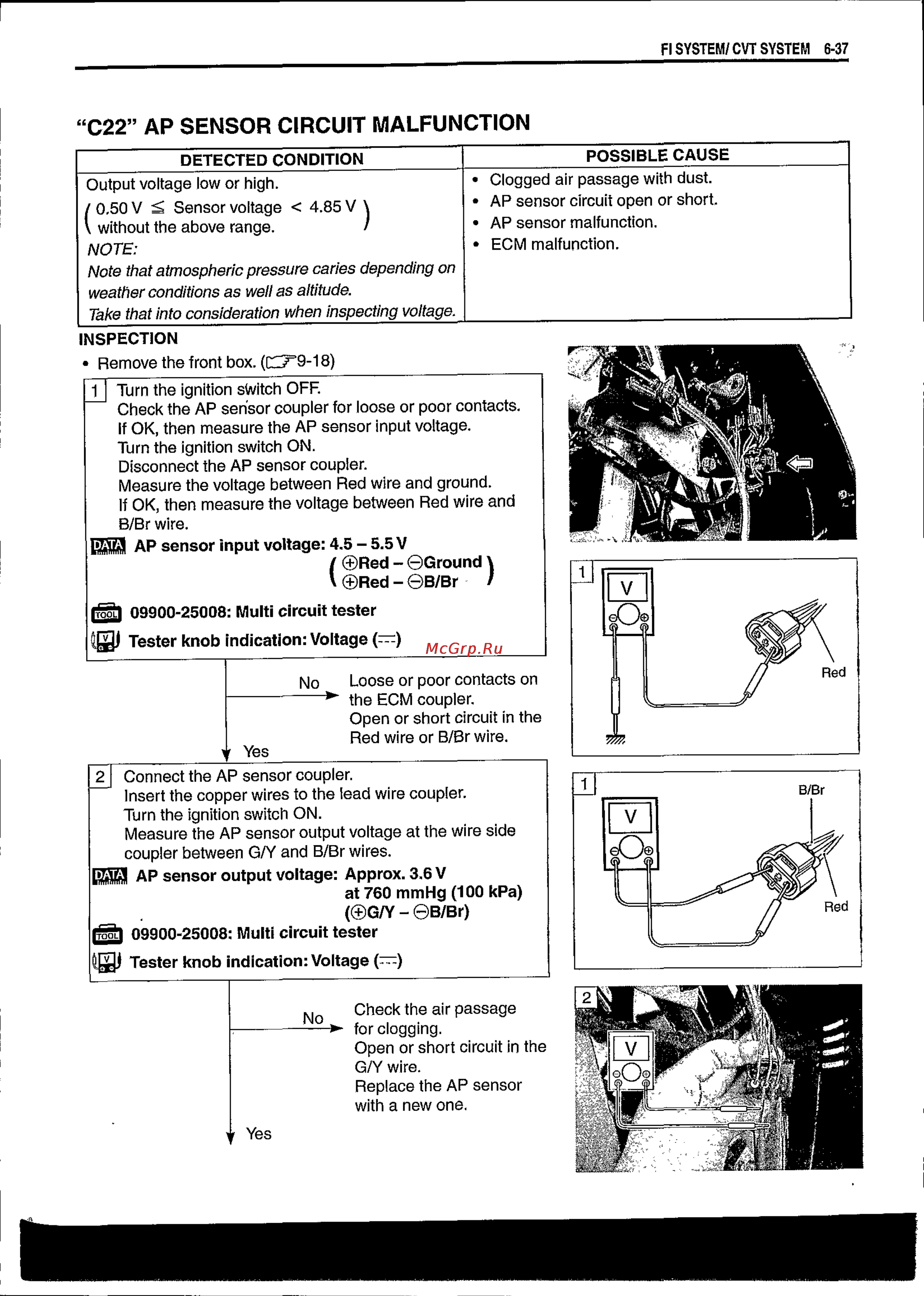 Suzuki BURGMAN AN650 (2003) [198/463] C22 ap sensor circuit malfunction