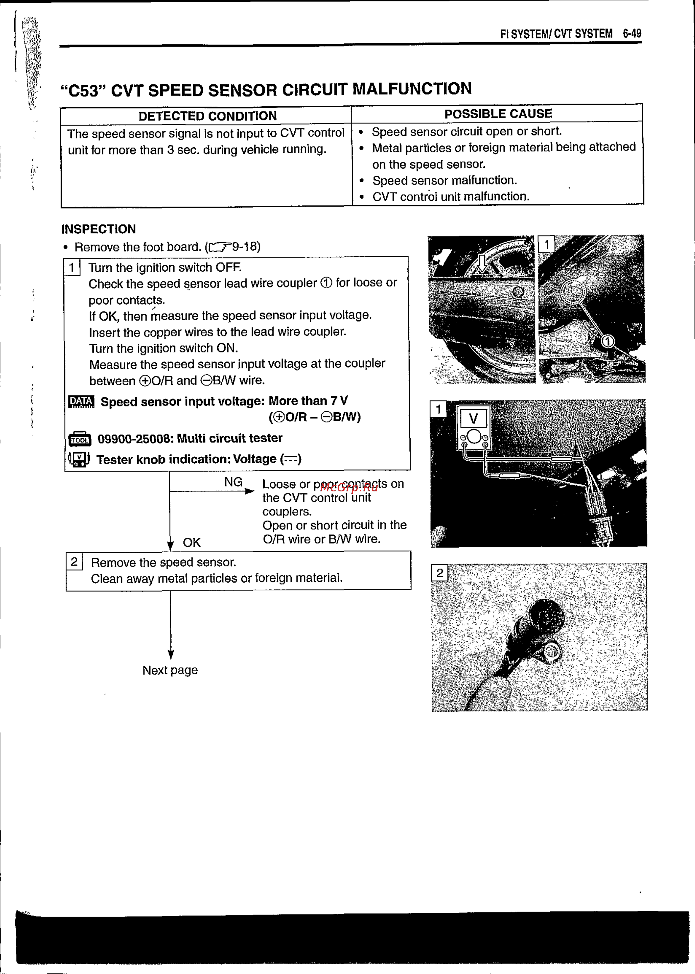 Suzuki BURGMAN AN650 (2003) [210/463] C53 cvt speed sensor circuit malfunction