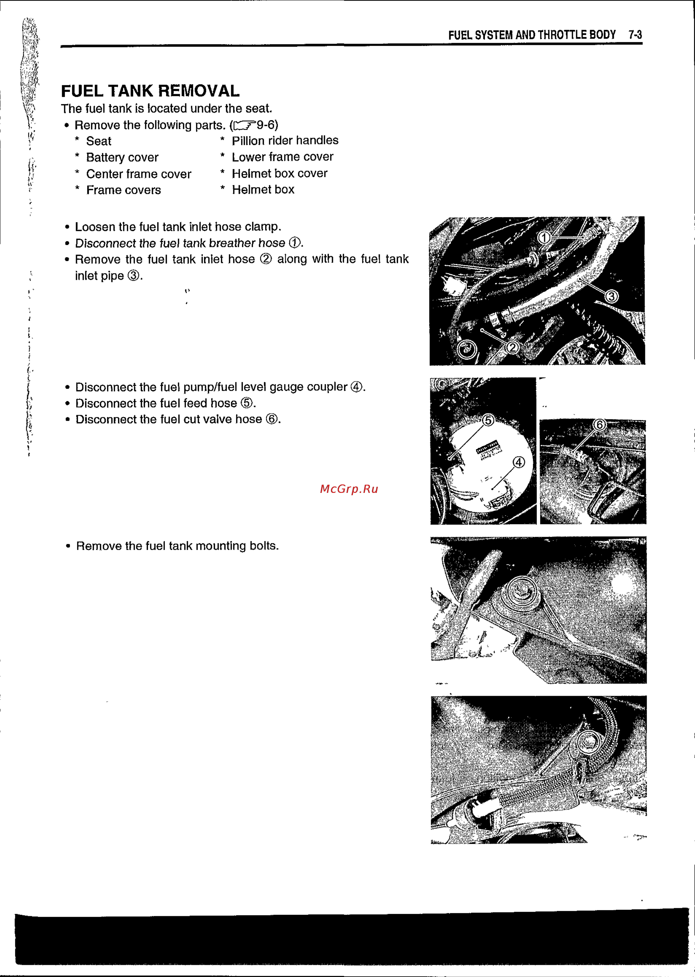 Suzuki BURGMAN AN650 (2003) [222/463] Fuel tank removal