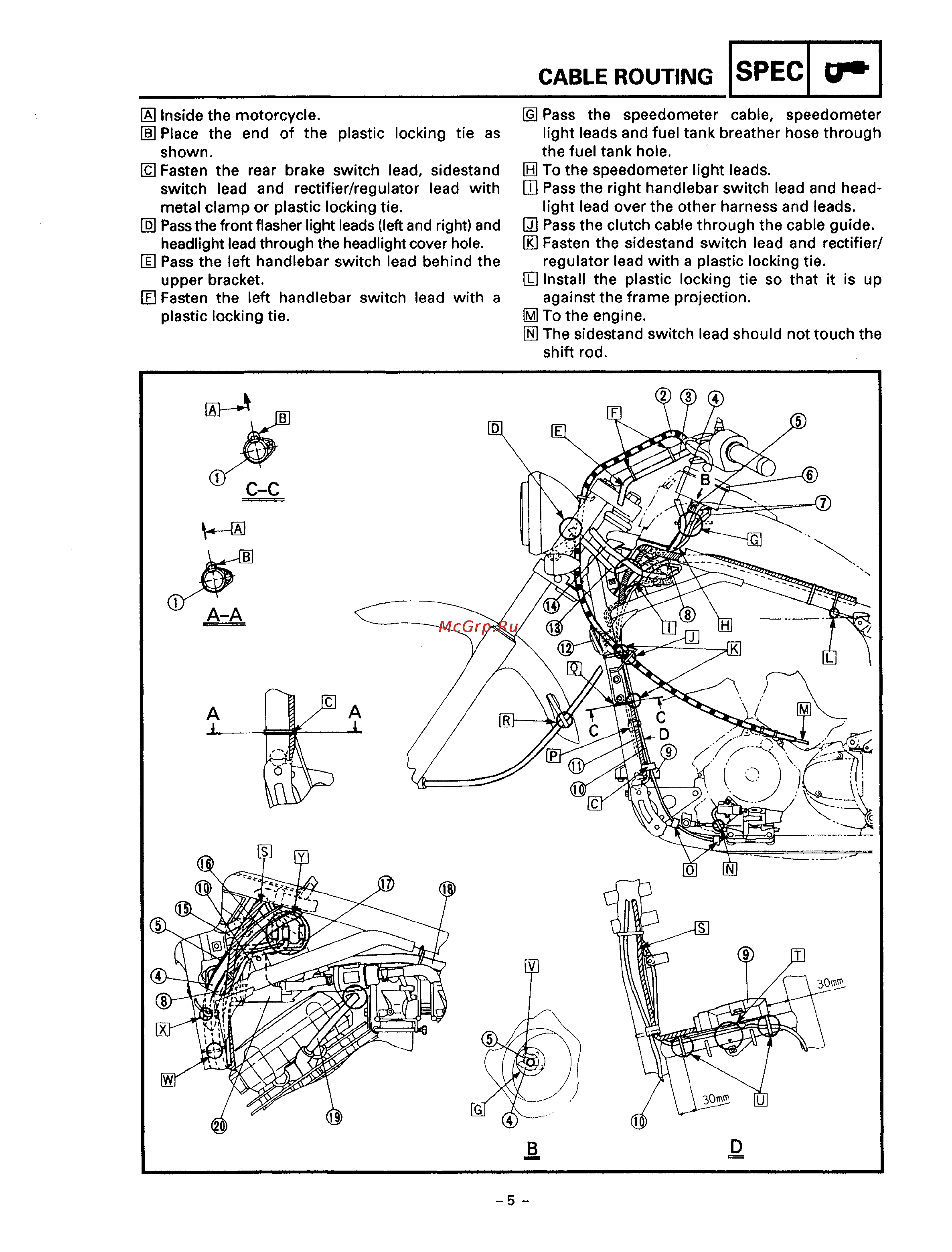 Yamaha DRAG STAR XVS650 (1997) [338/360] Cable routing