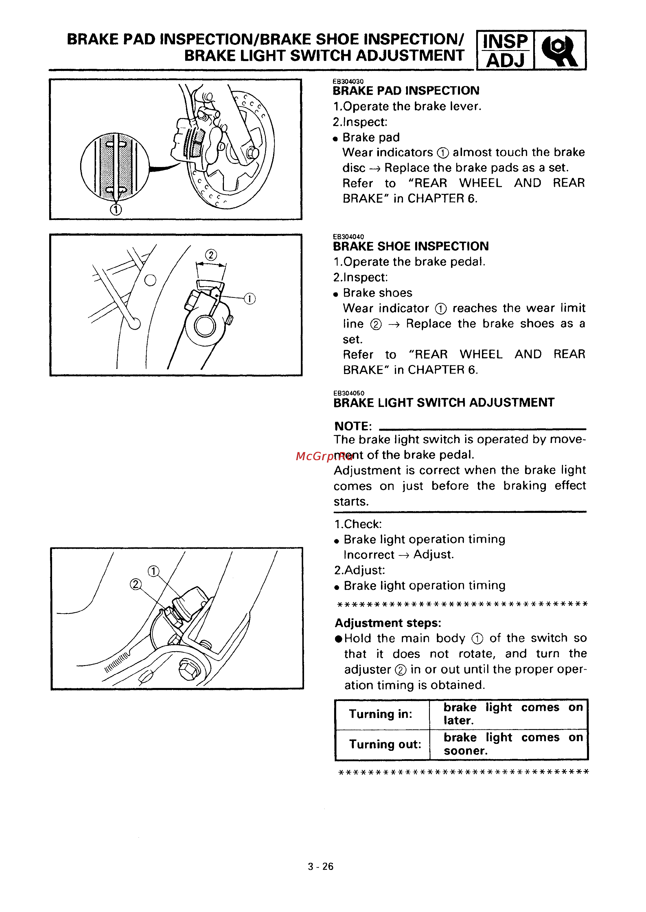 Yamaha DRAG STAR XVS650 (1997) [87/360] Brake light switch adjustment