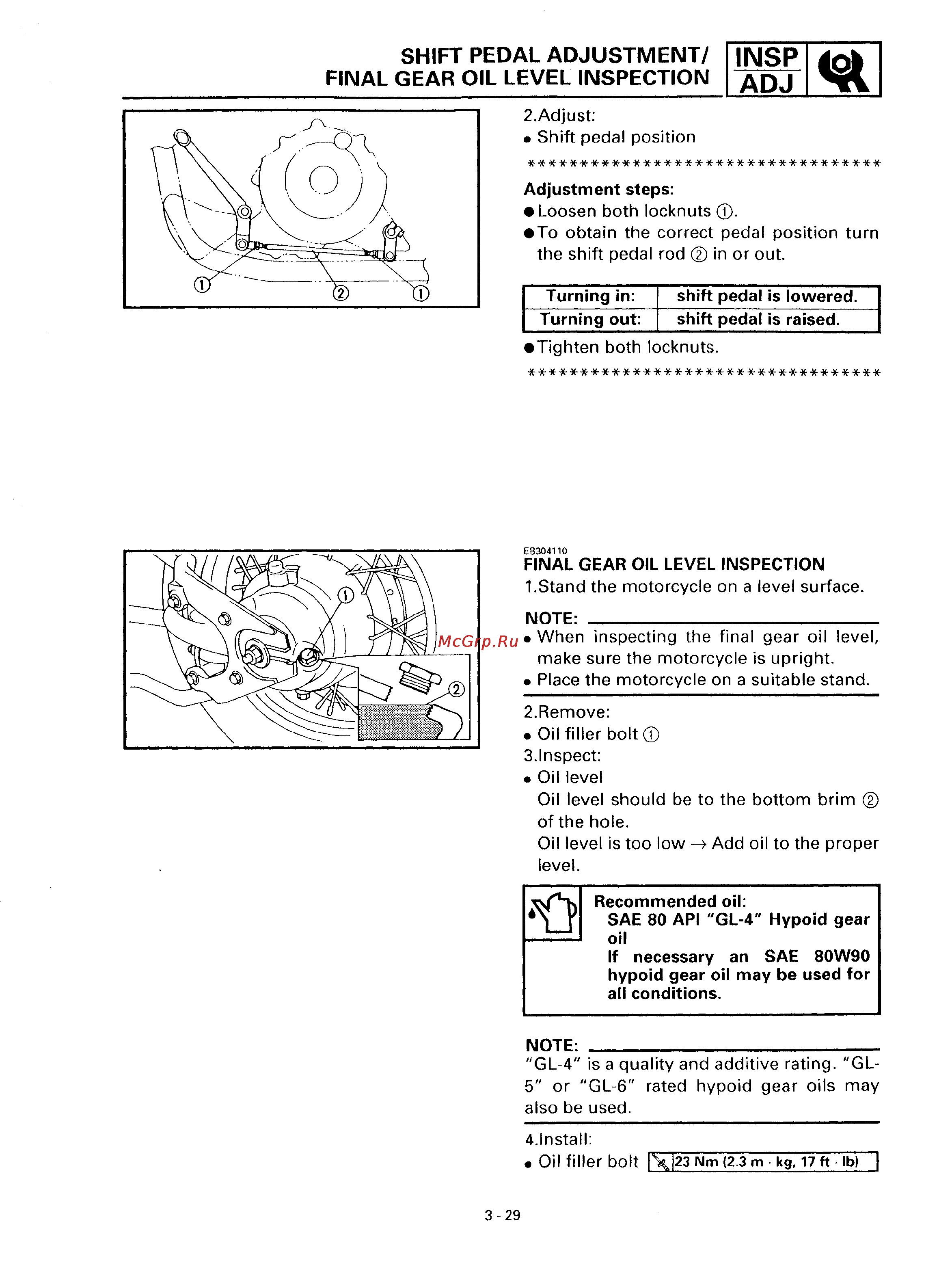 Yamaha DRAG STAR XVS650 (1997) [90/360] Final gear oil level inspection