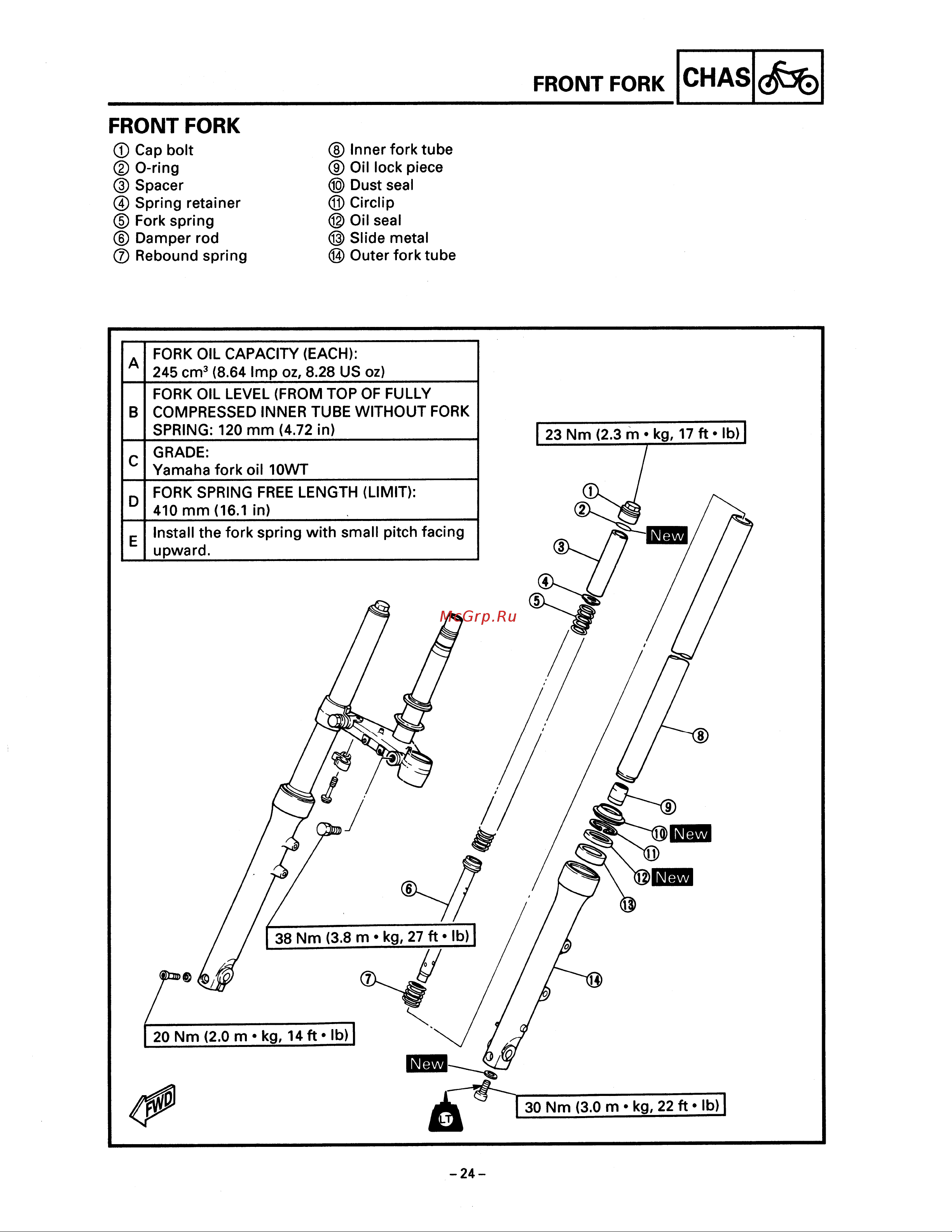 Yamaha XV250 (1994) [31/291] Front fork
