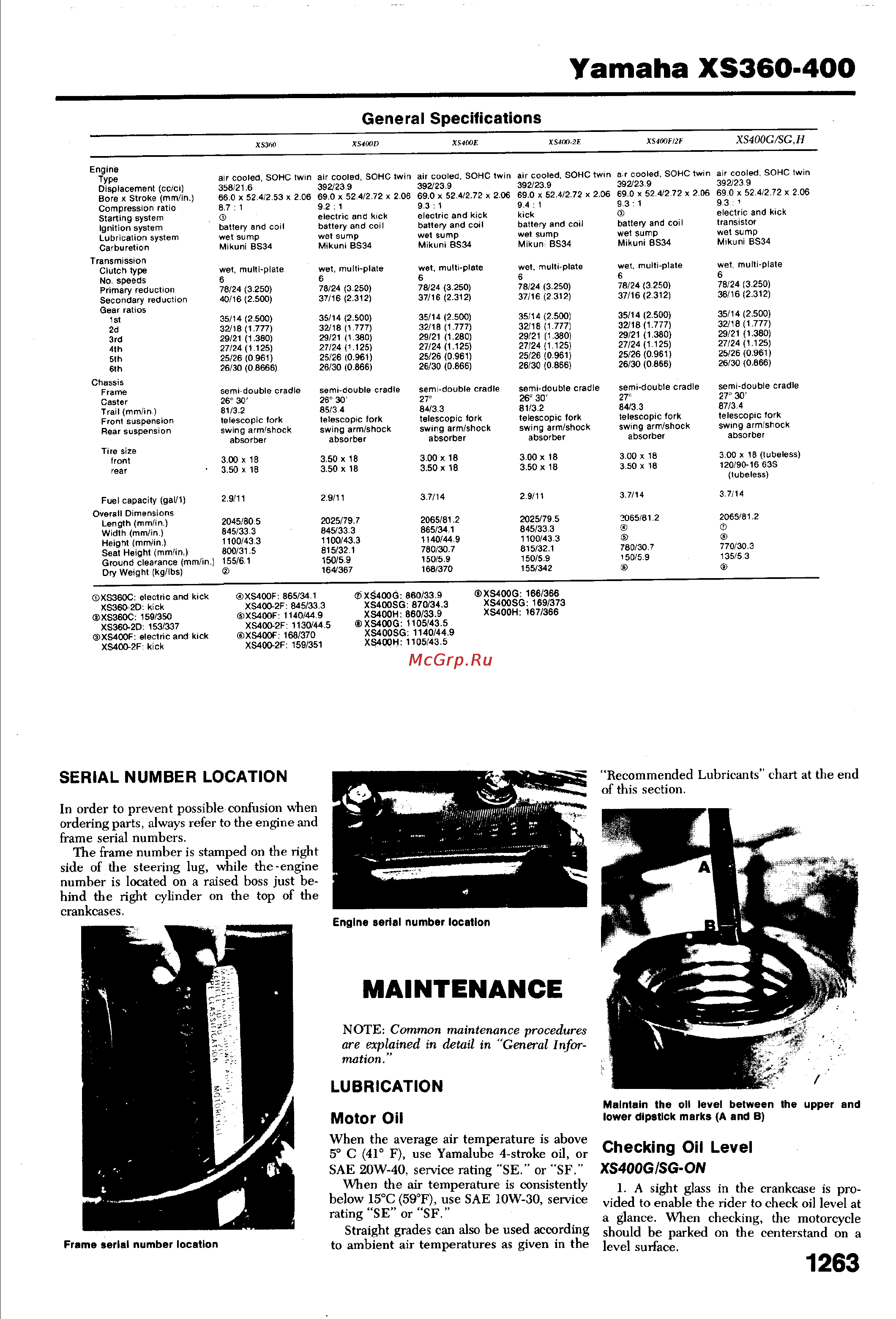 Yamaha XS360 (1976-1982) Инструкция по эксплуатации онлайн