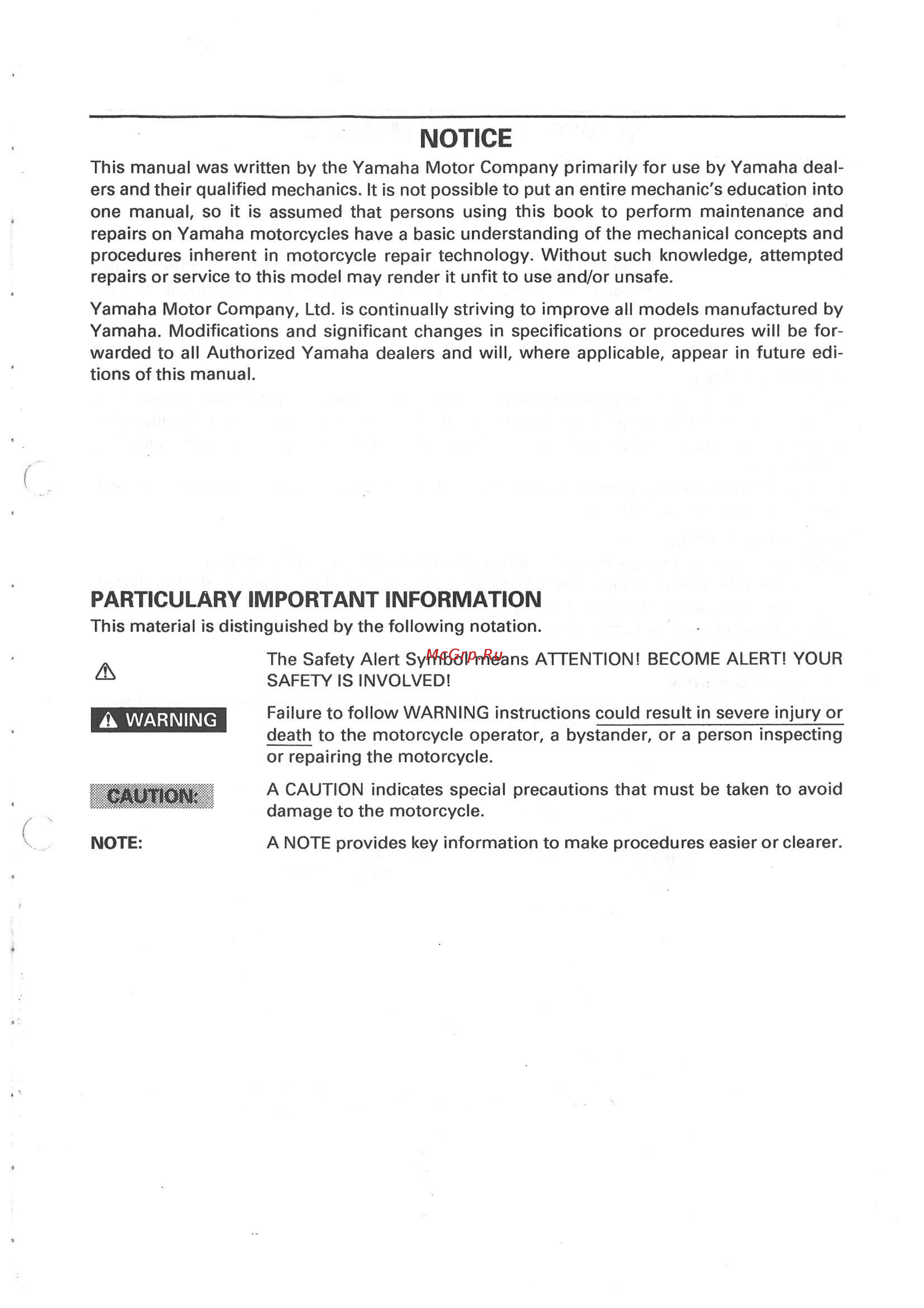 Yamaha XJ900S (G) (1995) [3/352] Notice