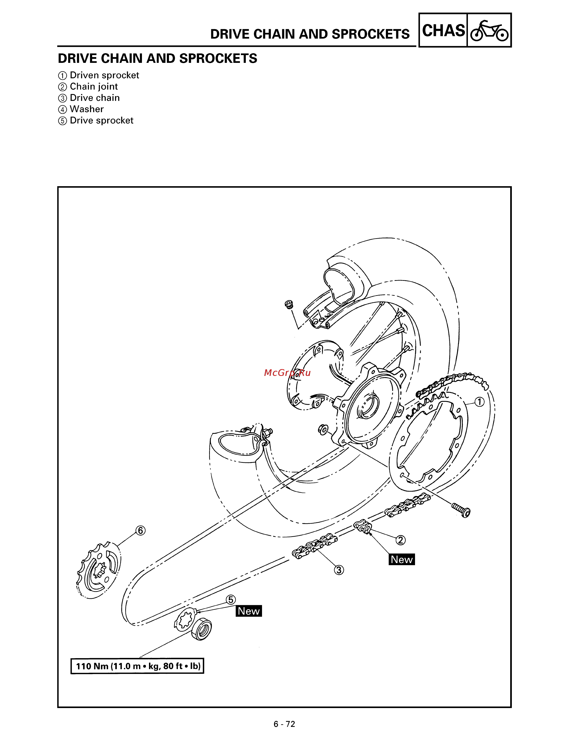 Yamaha TTR250L (1999) [253/295] Drive chain and sprockets