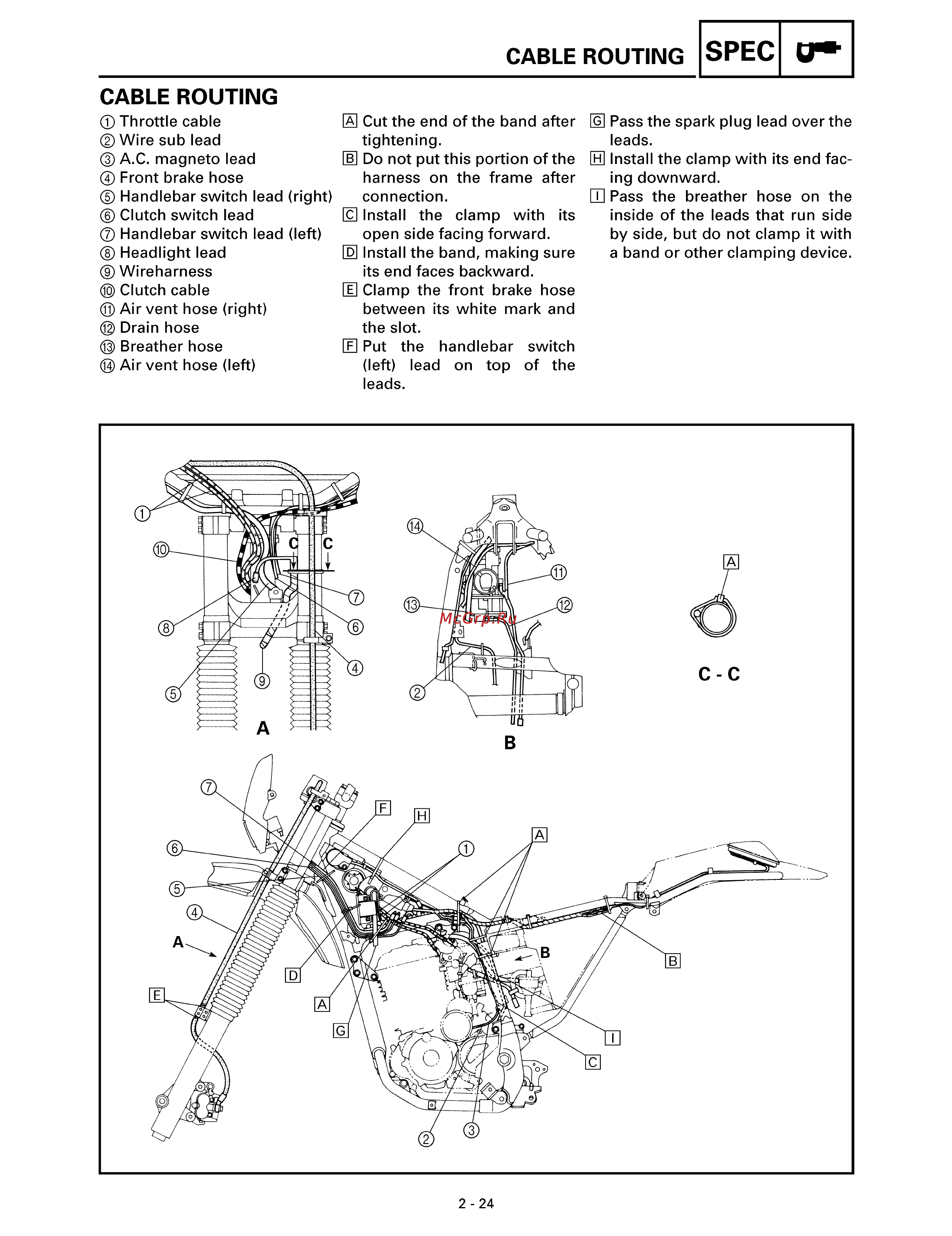 Yamaha TTR250L (1999) [44/295] Cable routing