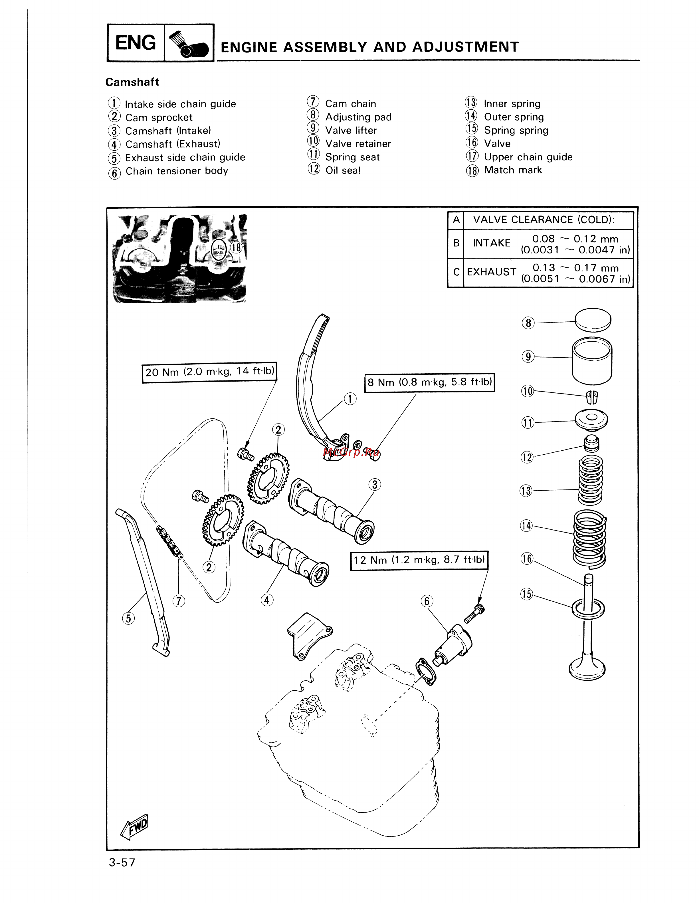 Yamaha TDM850 (1996) [119/229] Engine assembly and adjustment