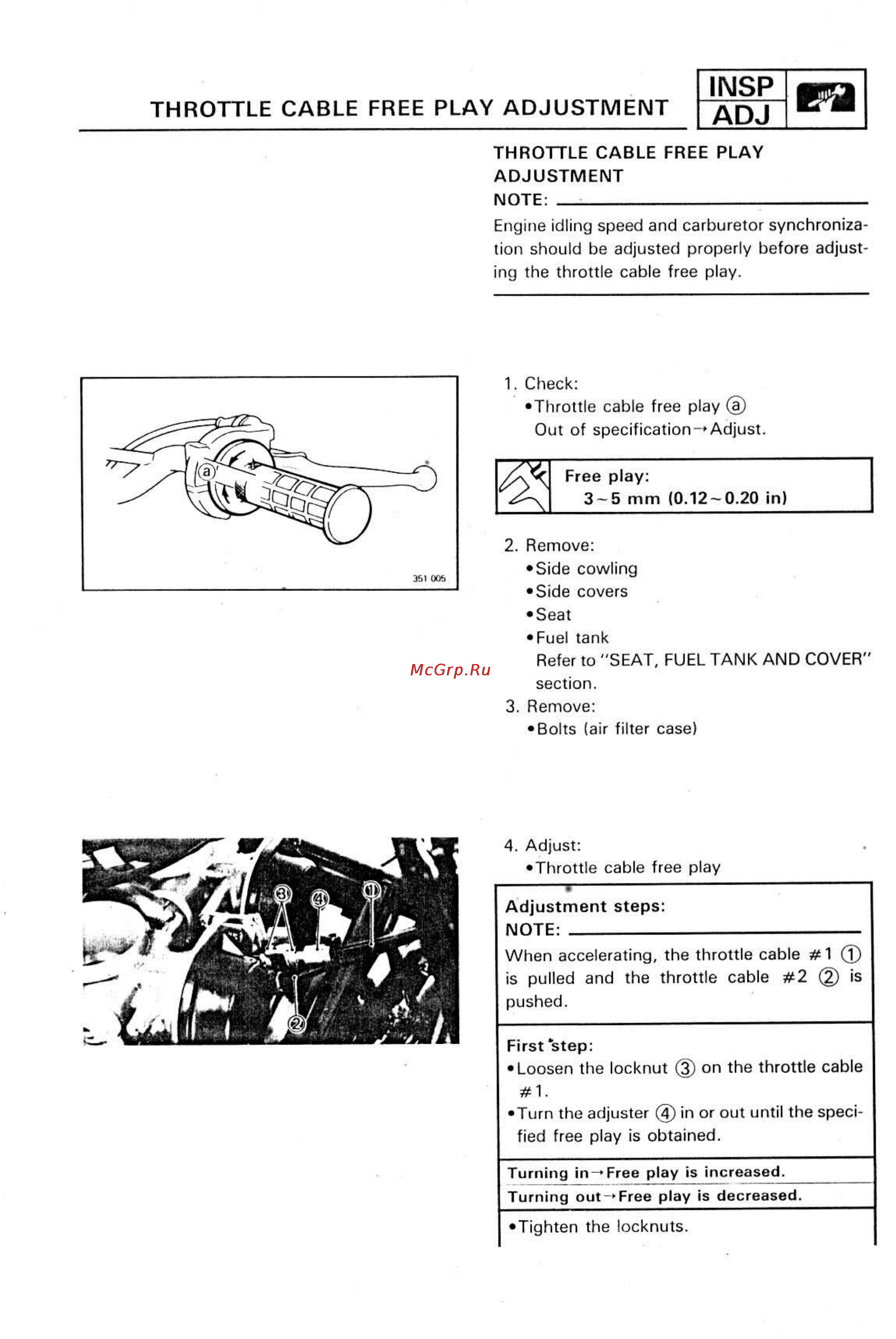 Yamaha SUPER TENERE XTZ750 [68/425] Throttle cable free play adjustment