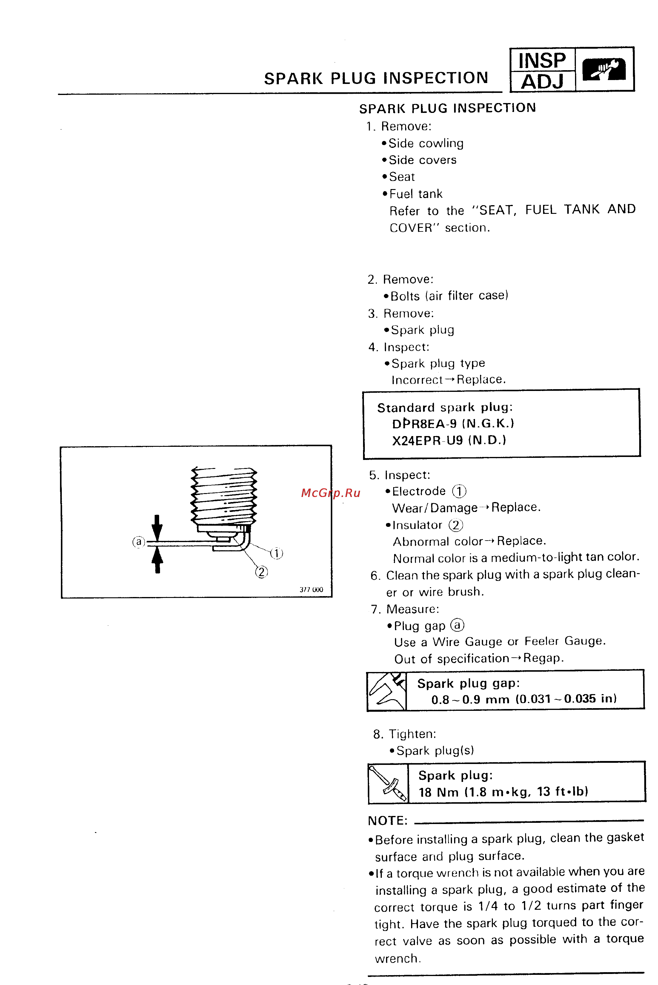 Yamaha SUPER TENERE XTZ750 [70/425] Spark plug inspection