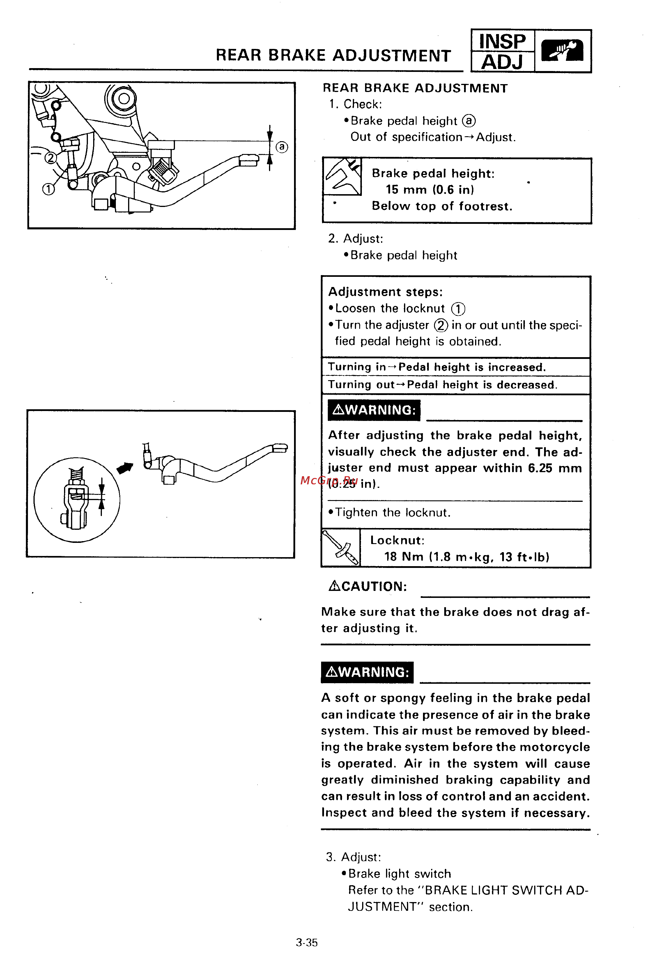 Yamaha SUPER TENERE XTZ750 [87/425] Rear brake adjustment
