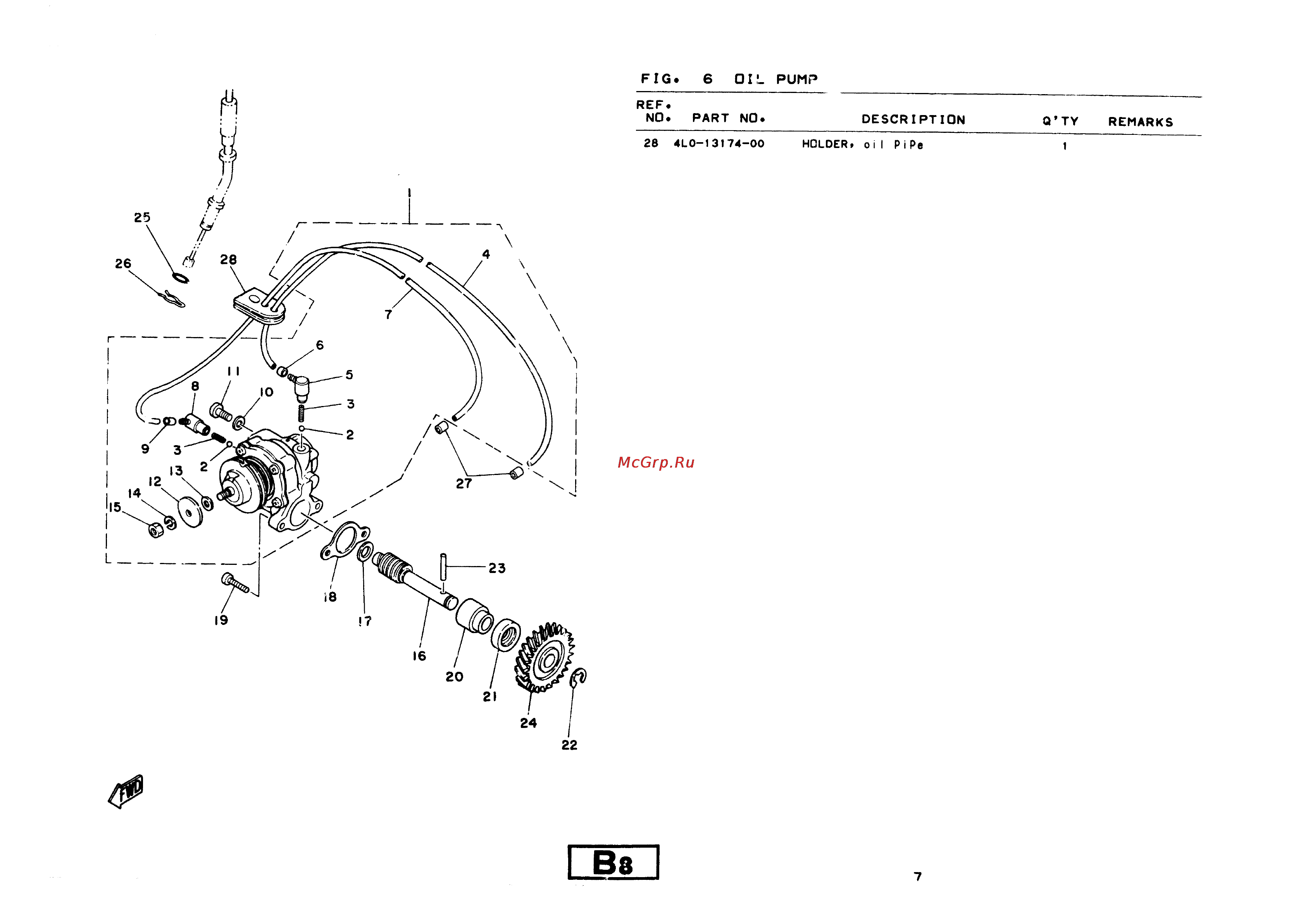 Yamaha RD350LC (1982) [13/74] Fig 6 oil pump