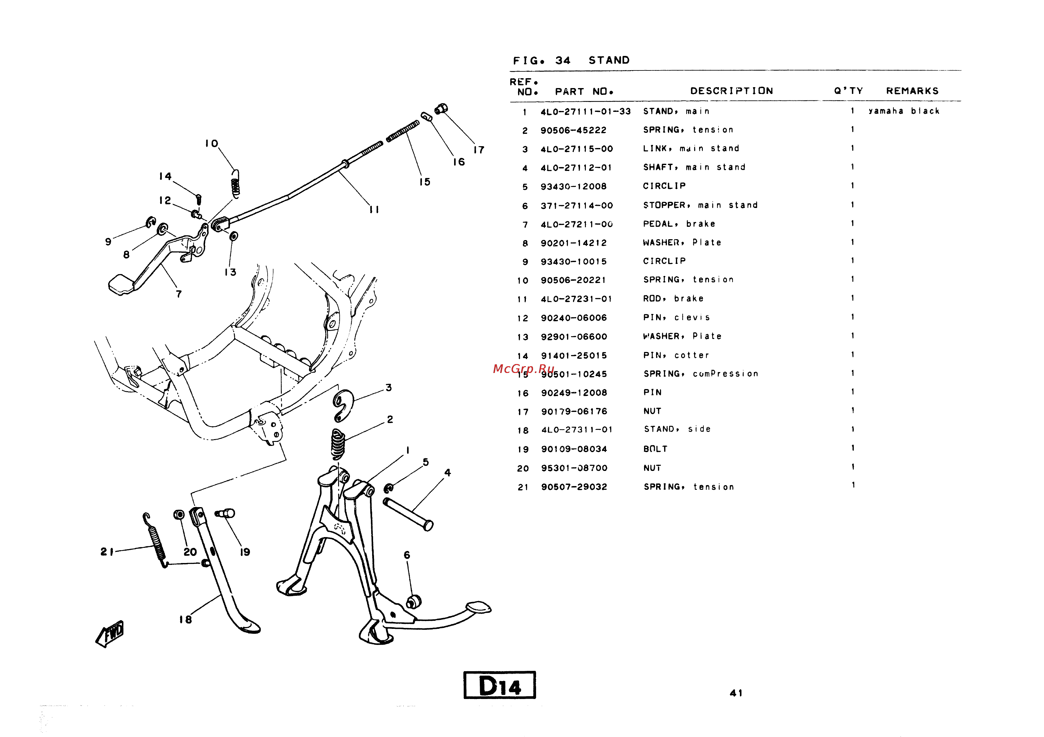 Yamaha RD350LC (1982) [51/74] Fig 34 stand
