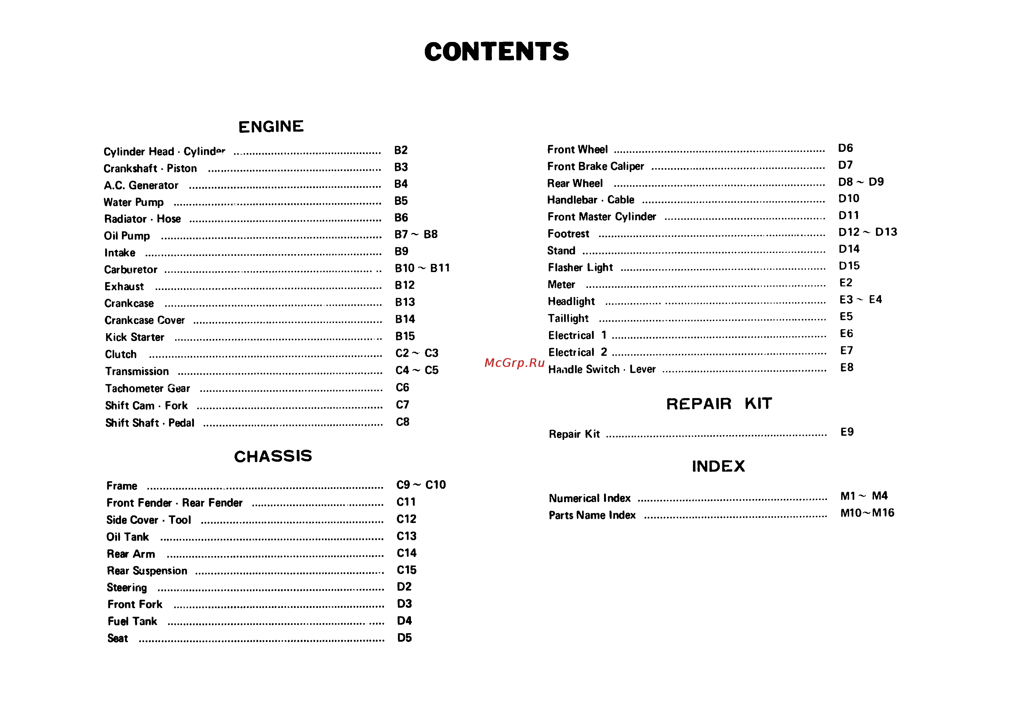Yamaha RD350LC (1982) [53/74] Contents