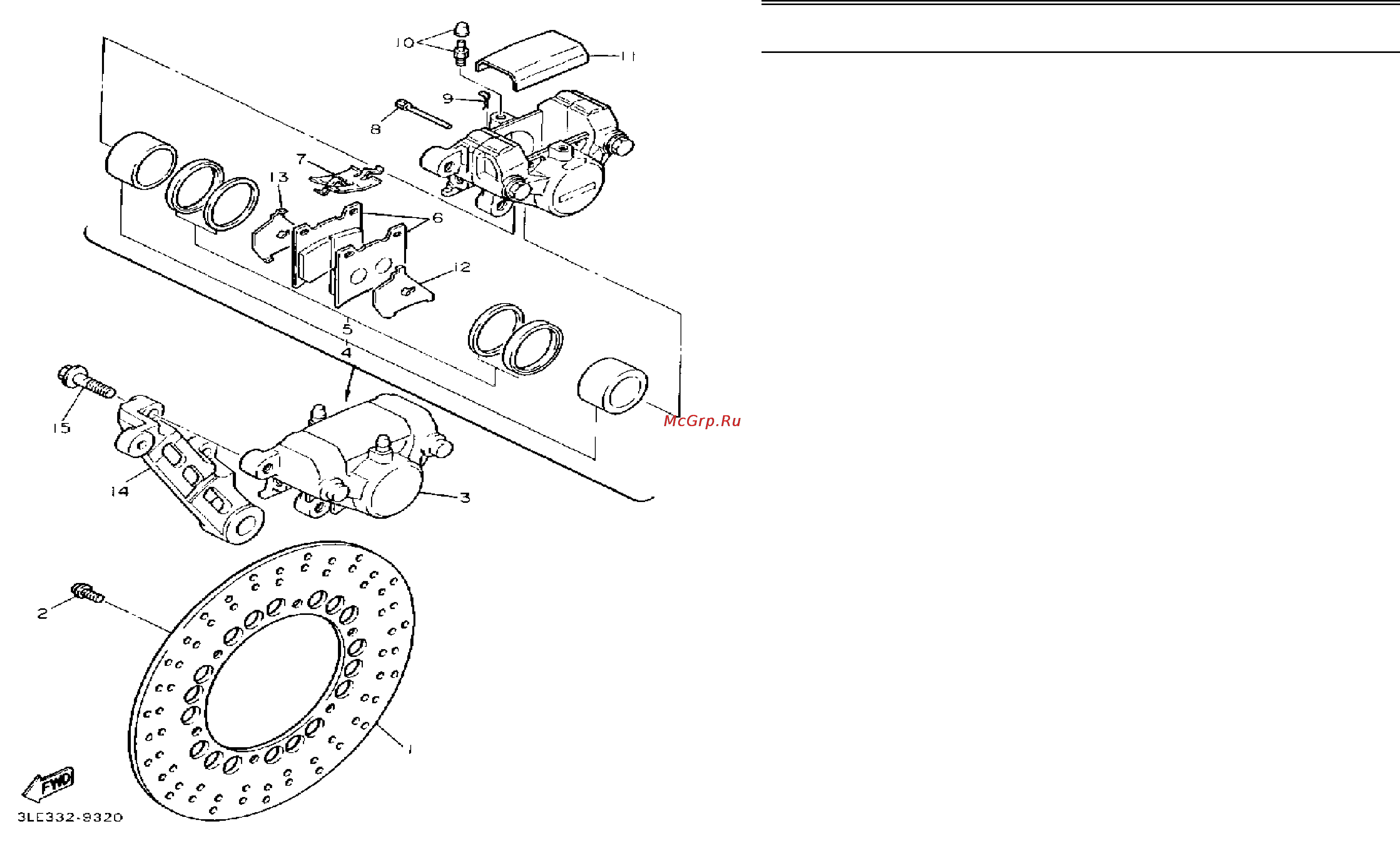 Yamaha FZR1000 (1993) [54/74] Rear brake caliper
