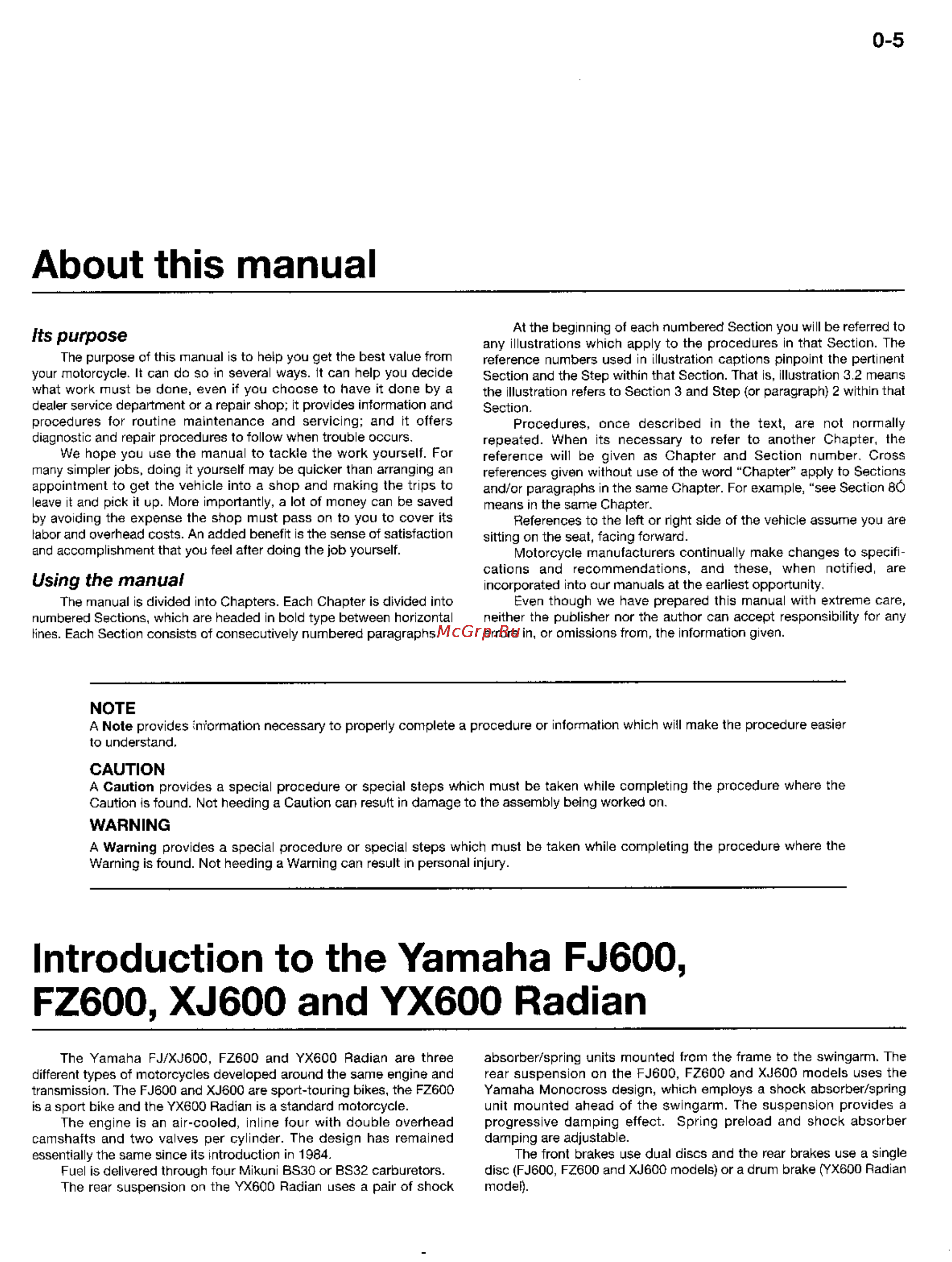 Yamaha XJ (1984-1992) [3/200] About this manual