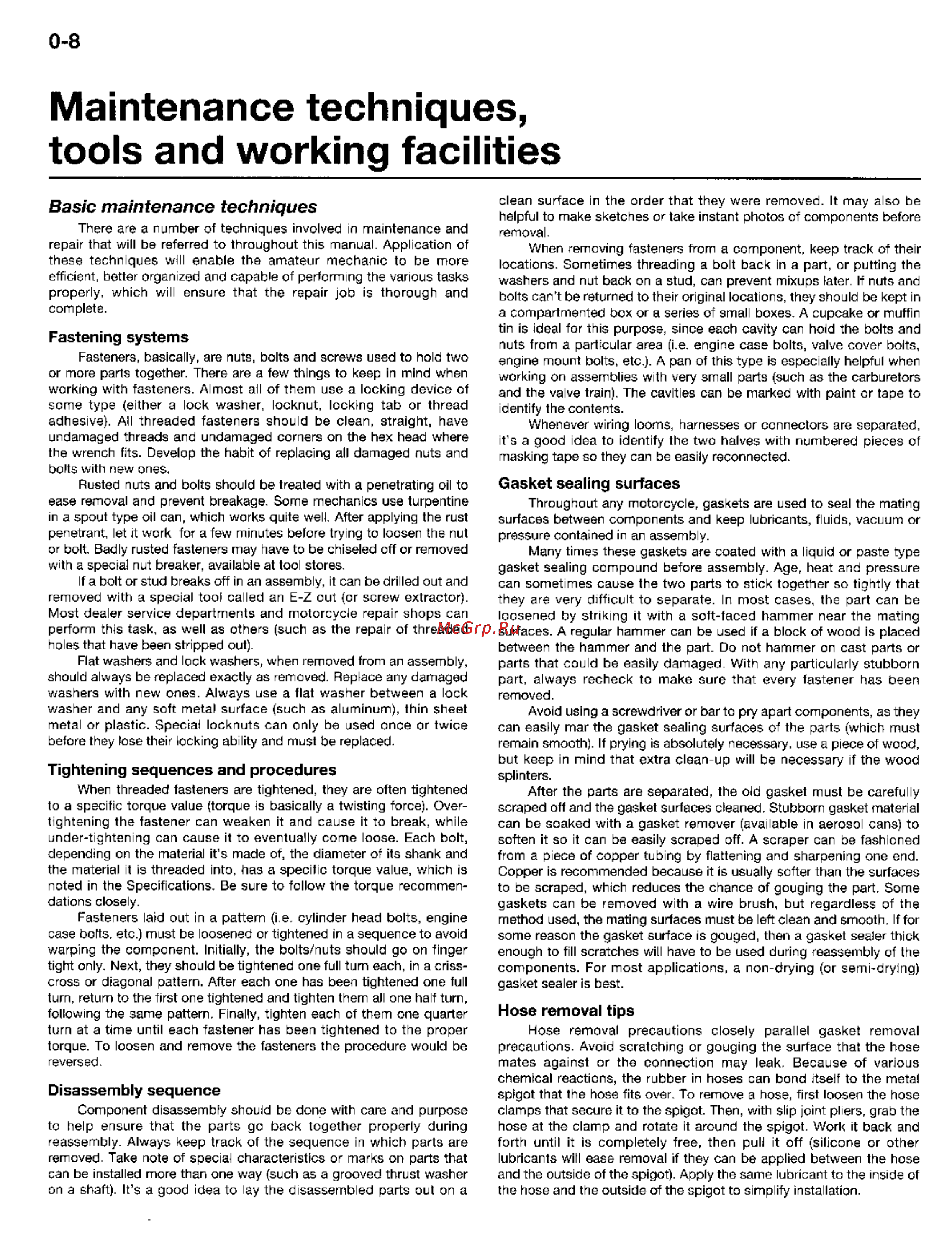 Yamaha FZ (1984-1992) [6/200] Maintenance techniques tools and working facilities