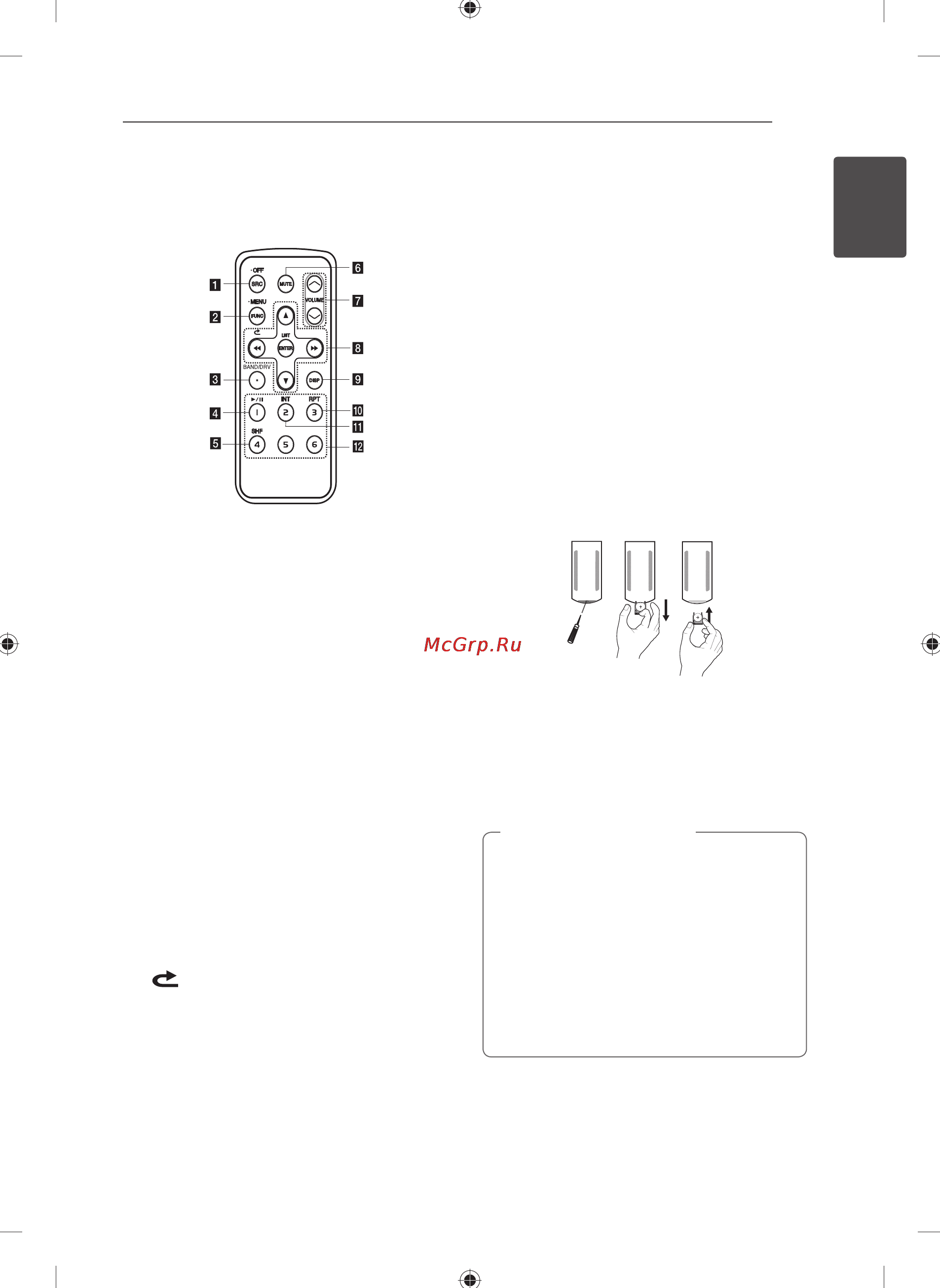 LG LCS510IR [7/24] Пульт дистанционного управления