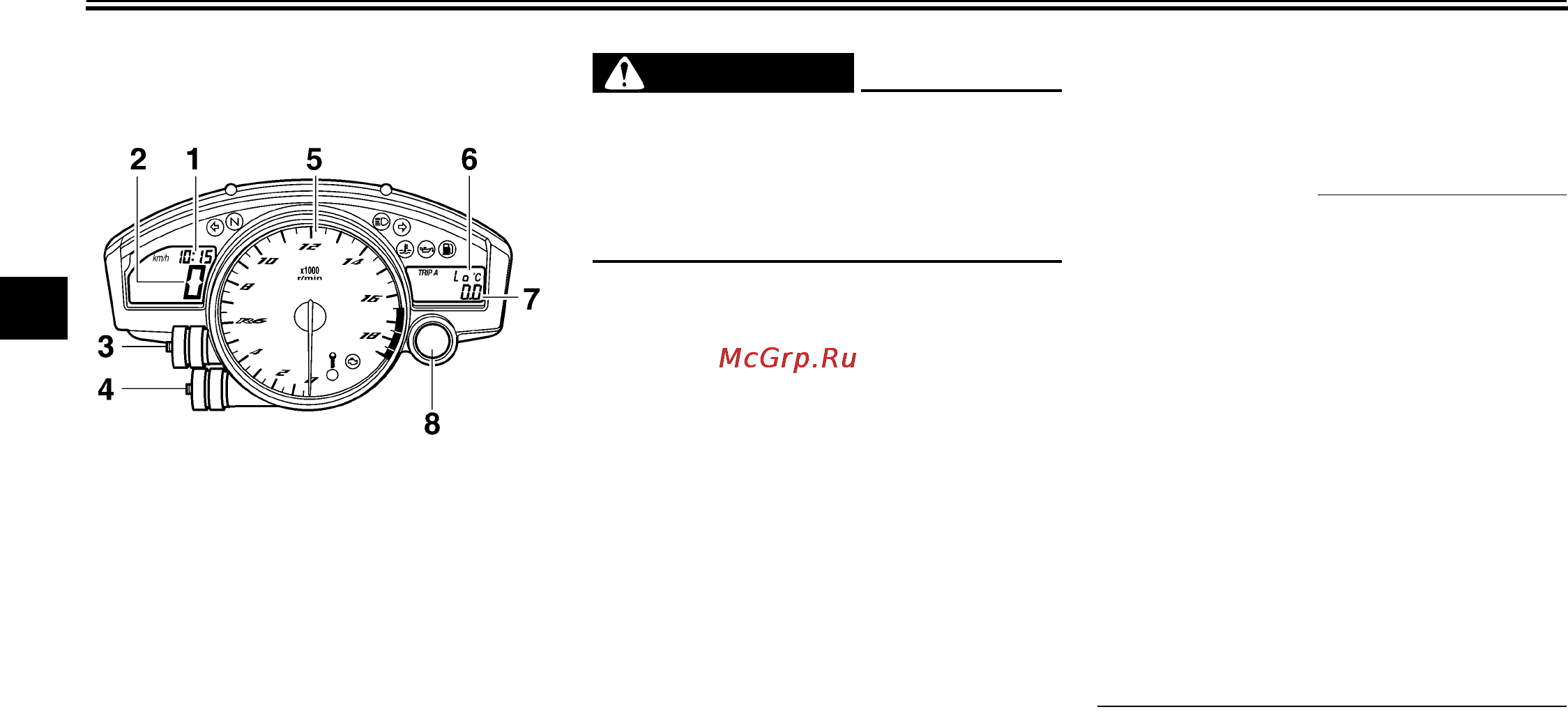 Yamaha YZF-R6 (2012) [22/114] Функции приборов и органо вуправления