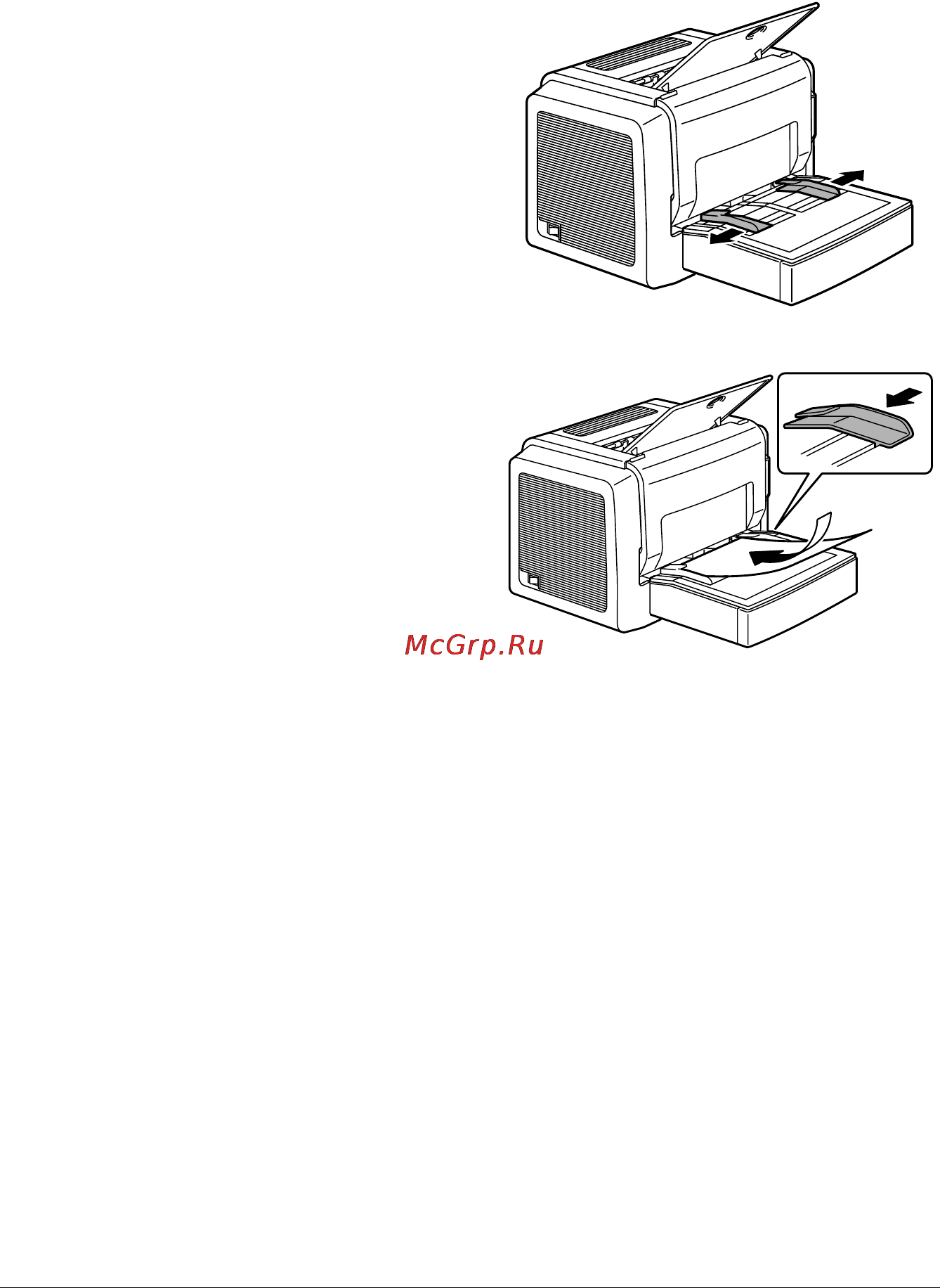 Konica Minolta PagePro 1350E [43/92] Дозарядка бумаги в лоток ручной подачи