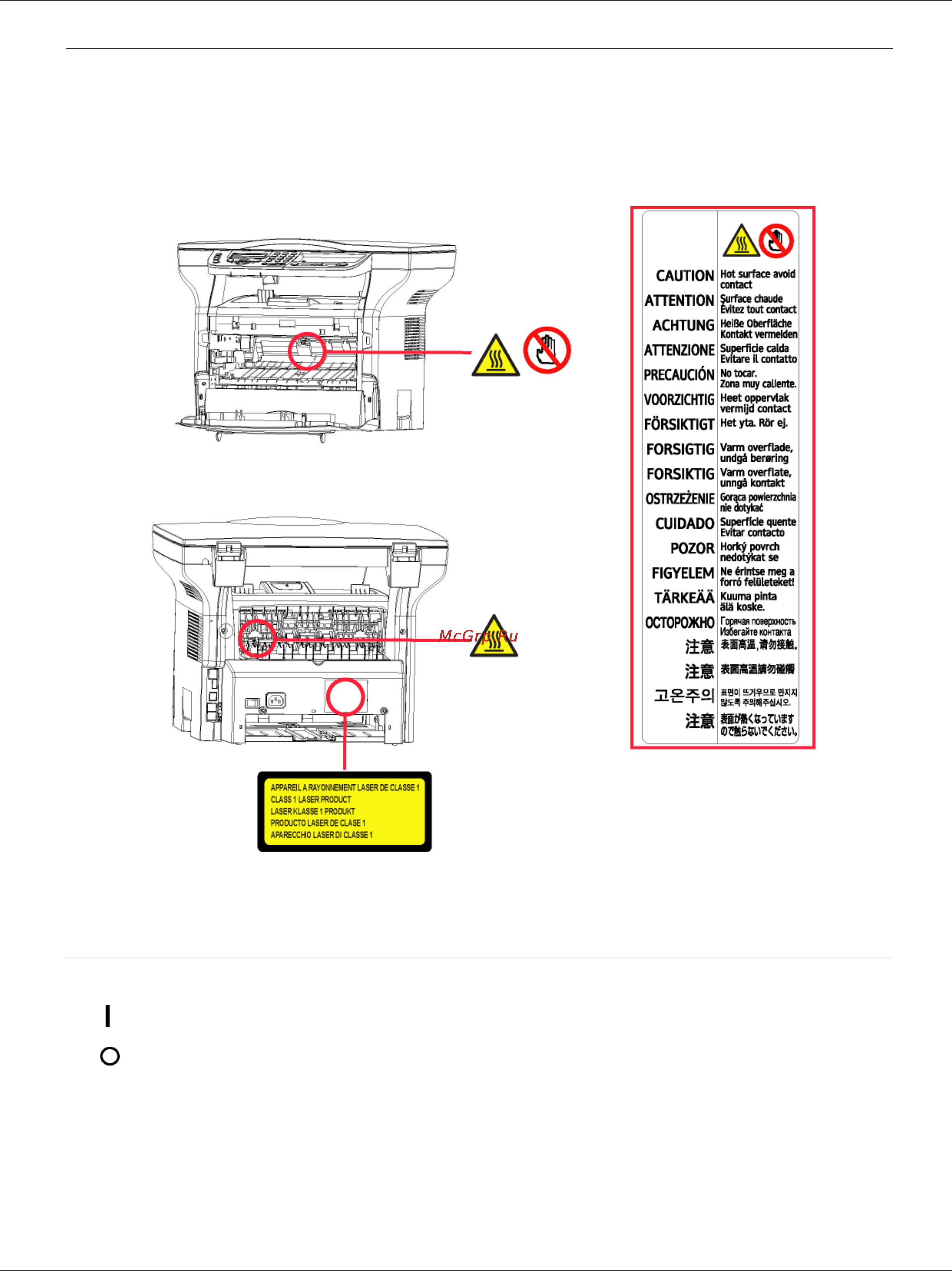 Konica Minolta PagePro 1480MF [7/55] Положения символов безопасности на аппарате