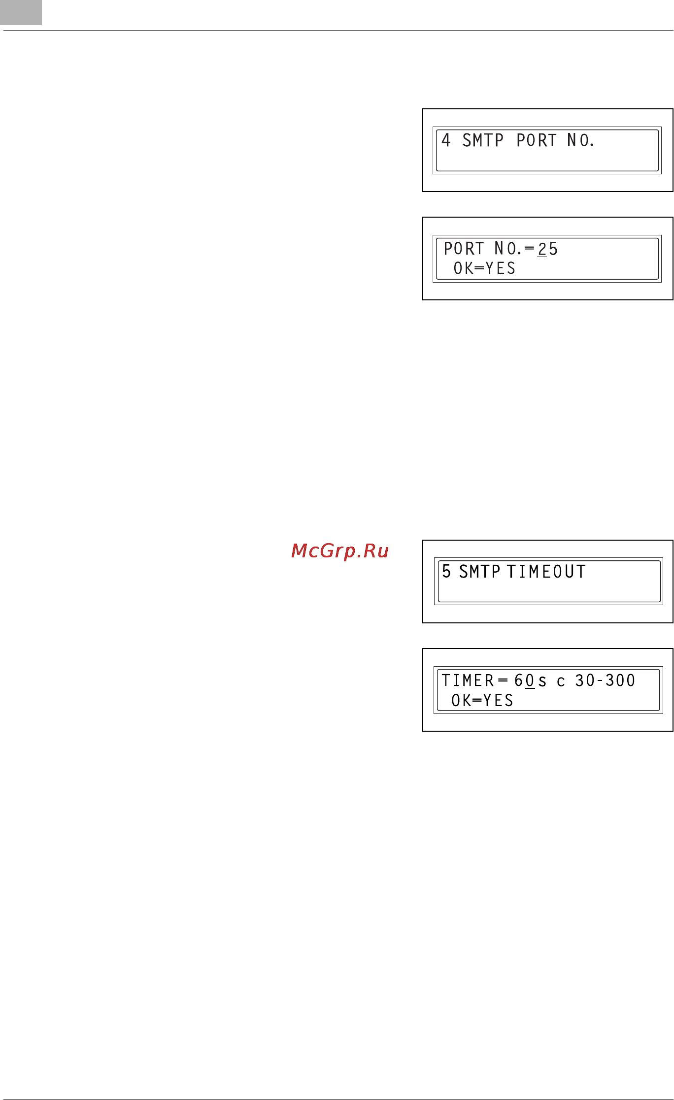 Konica Minolta bizhub 162fR [58/172] Specifying the smtp port number smtp port no function