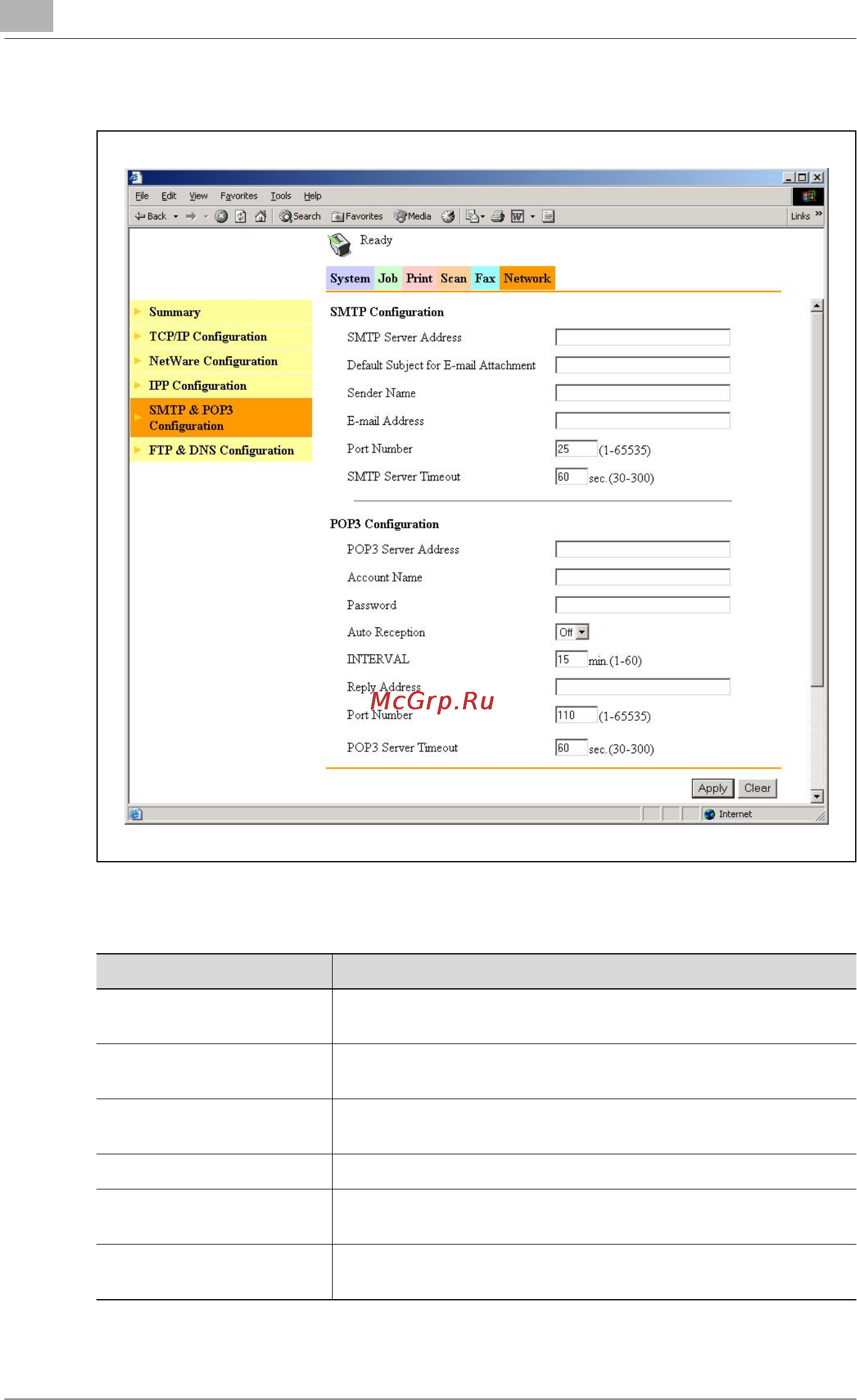 Konica Minolta bizhub 162fR [68/172] Smtp pop3 configuration
