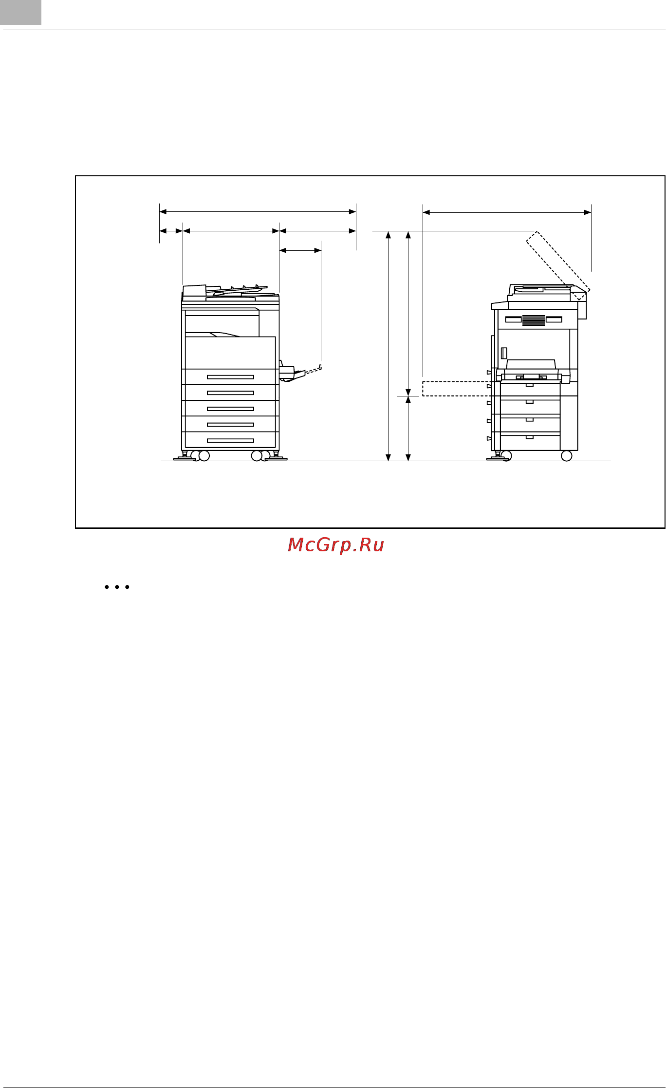 Konica Minolta bizhub 162 [44/264] Ìèíèìàëüíîå ñâîáîäíîå ï²îñò²àíñòâî