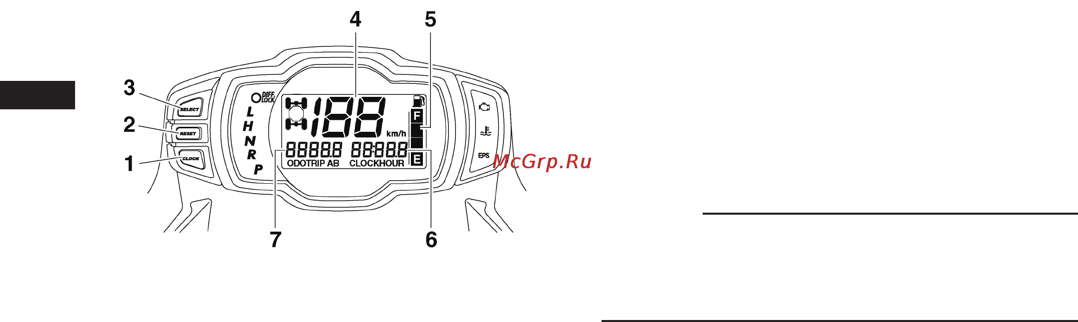 Yamaha YFM700FWAD (2012) [30/168] Многофункциональная панель приборов