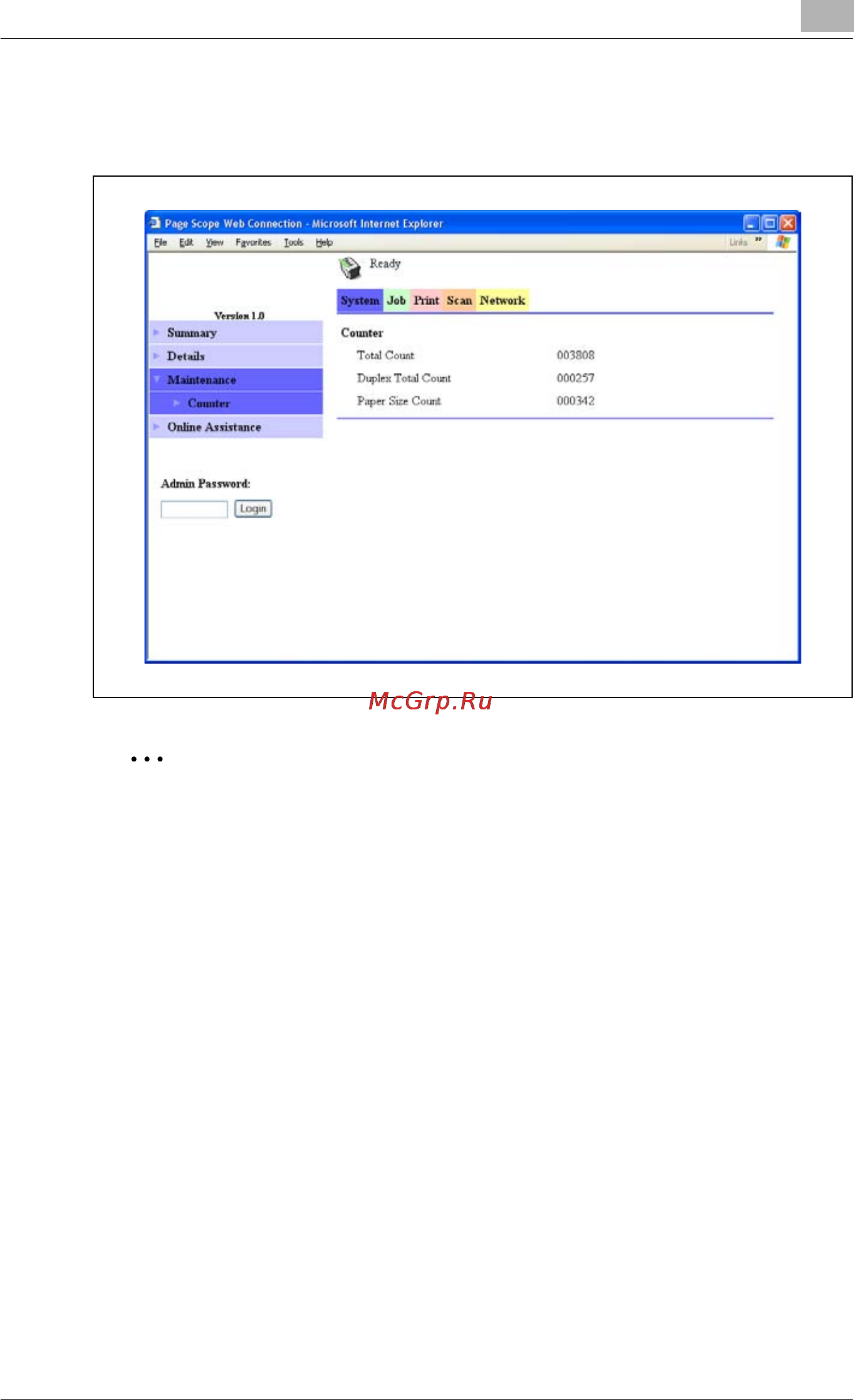 Konica Minolta bizhub 163f [263/340] System tab maintenance counter
