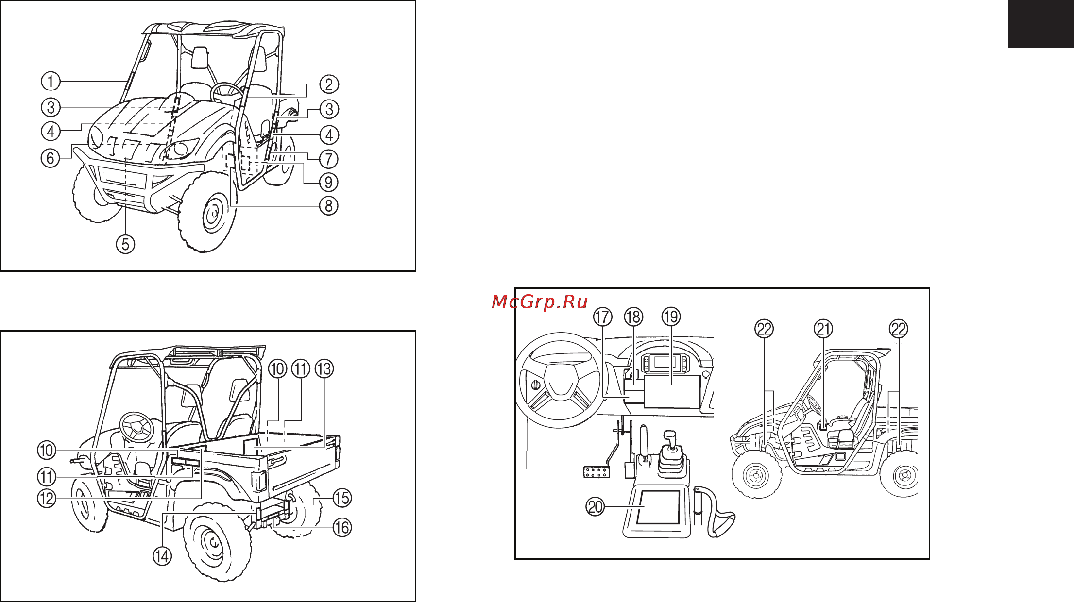 Yamaha YXR700F (2012) [11/188] Расположение табличек с предупреждениями и техническими характеристиками