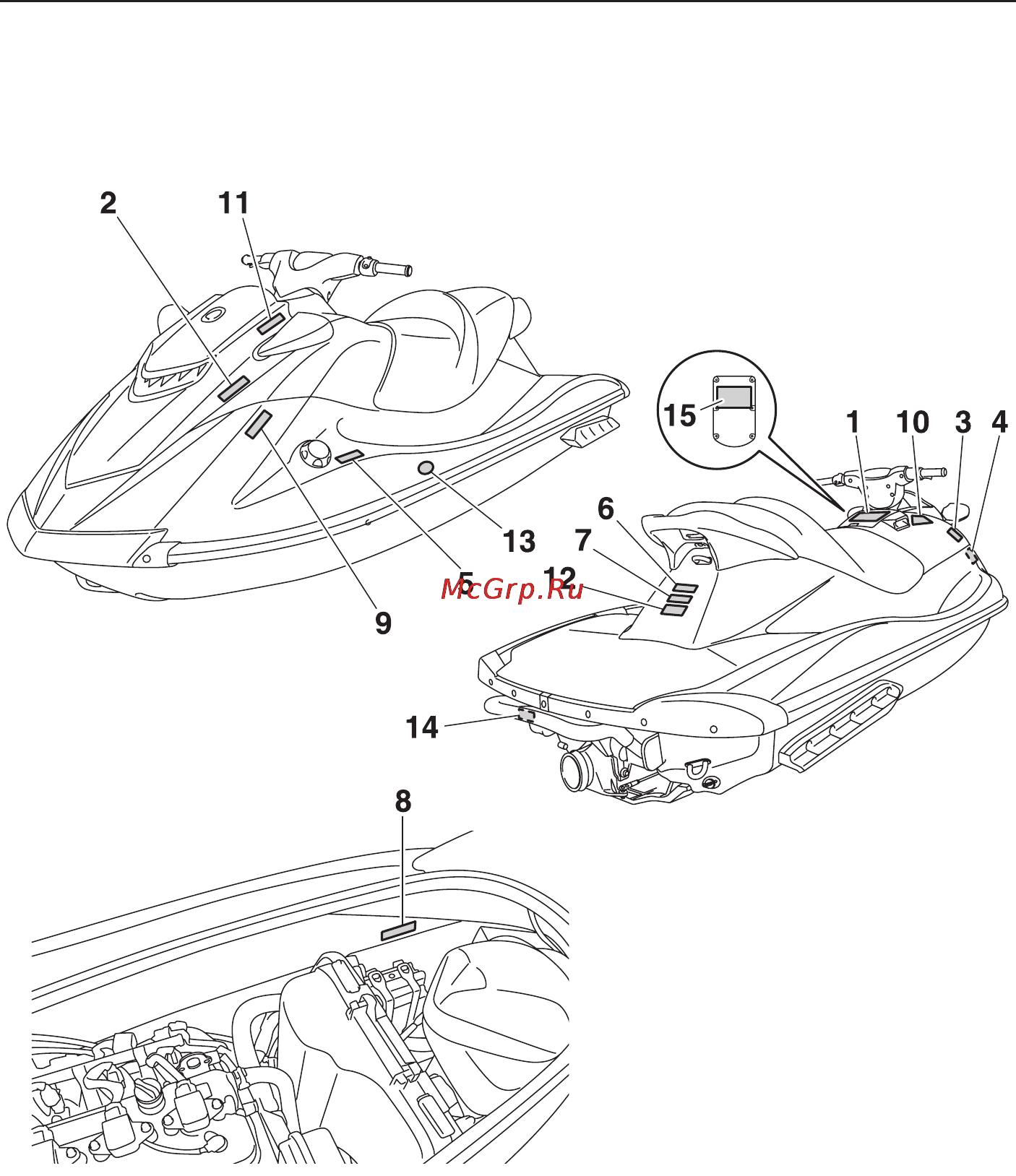 Yamaha VX1800A (2012) [10/97] Таблички с важной информацией