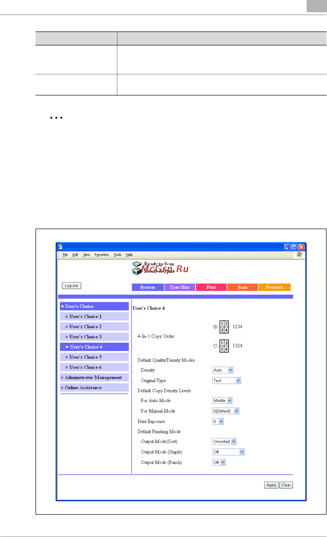 Konica Minolta bizhub 362 [353/420] Çàêëàäêà system user s choice user s choice 4