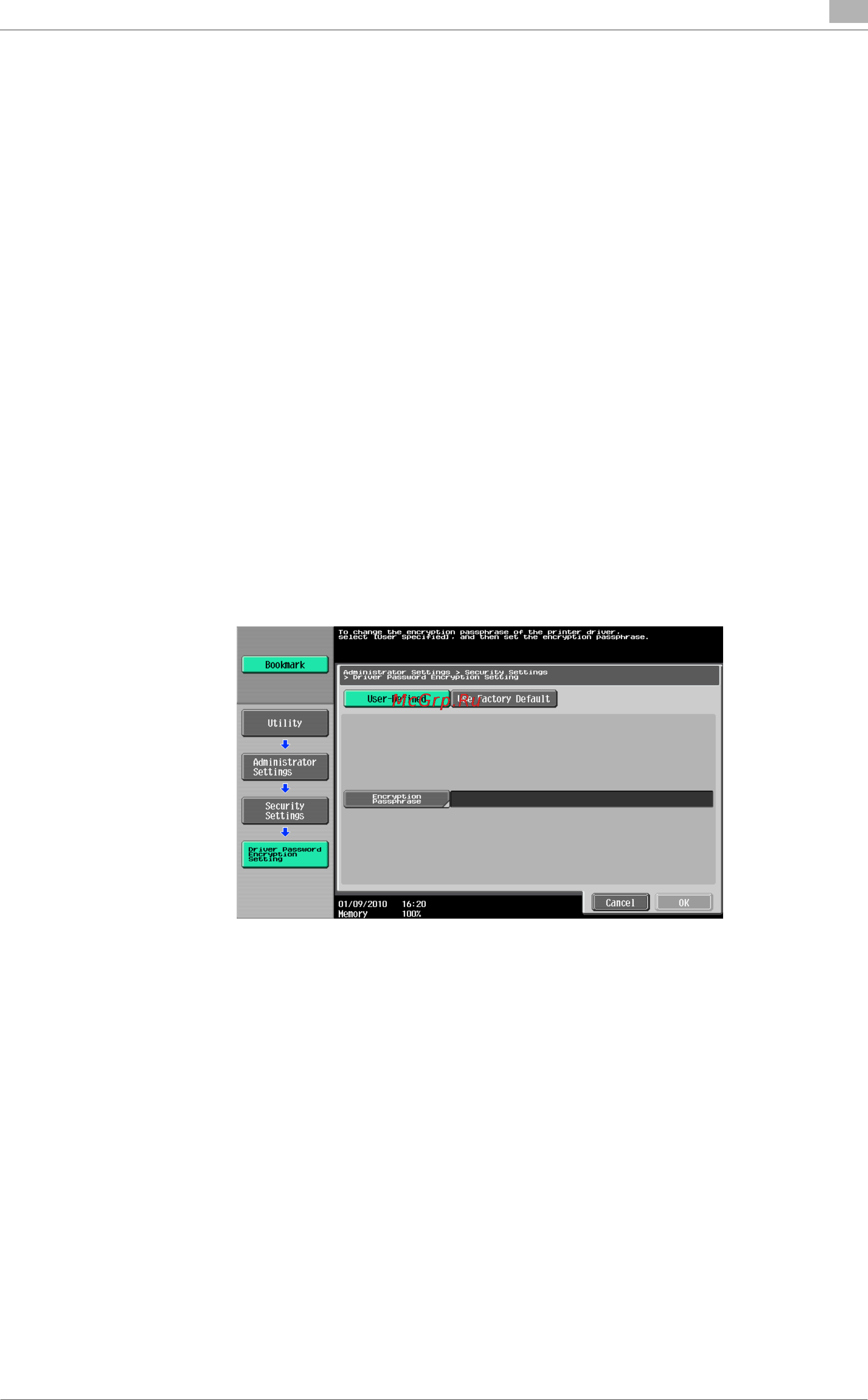 Konica Minolta bizhub 223 [181/302] Specifying the encryption passphrase by the user