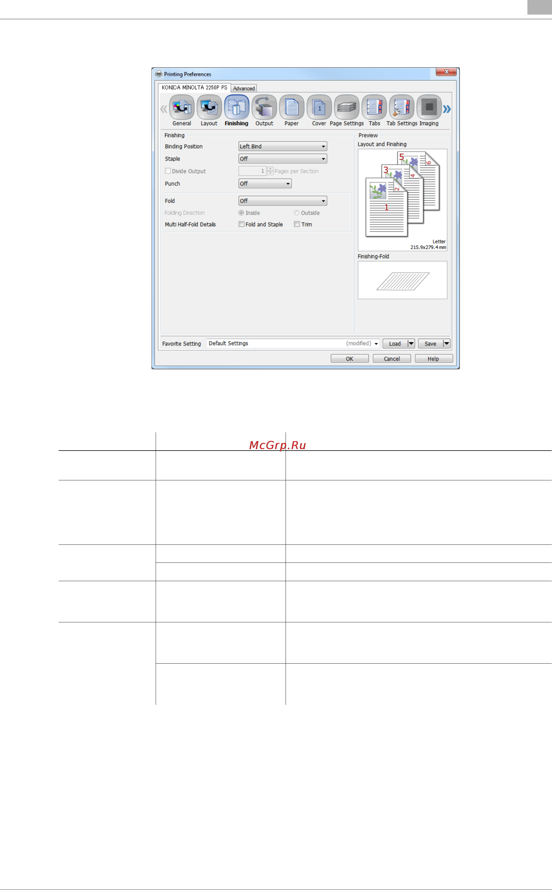 Konica Minolta bizhub PRESS 2250P [153/315] Finishing tab