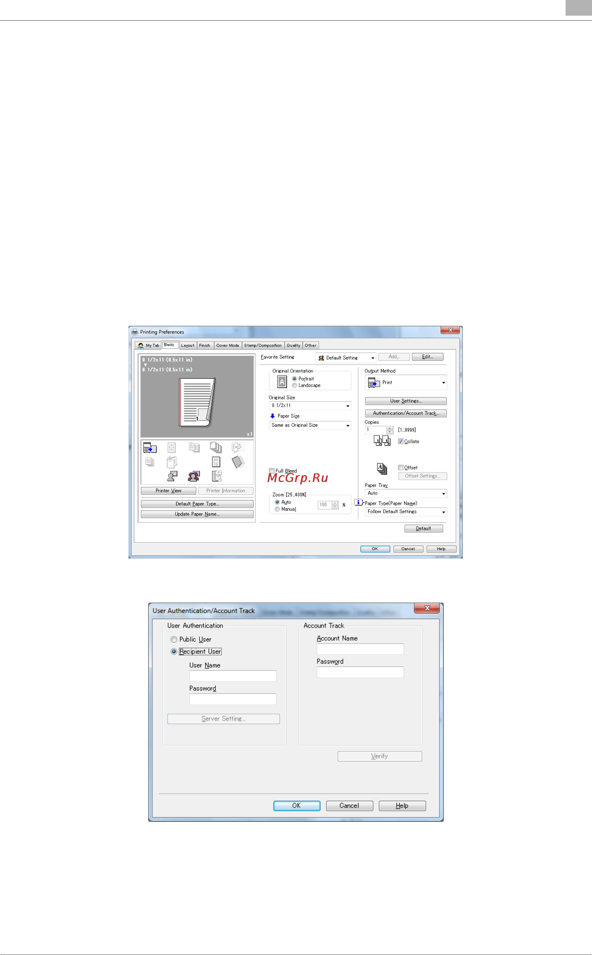Konica Minolta bizhub PRESS 2250P [235/315] Setting an account track pcl driver