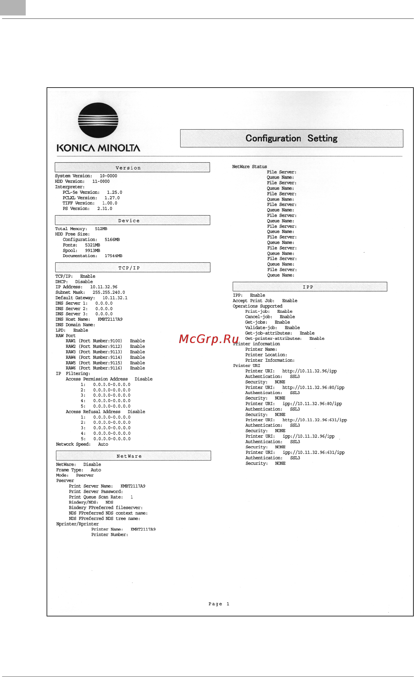 Konica Minolta bizhub PRO 1050e [1096/1132] Ïà²àìåò²û êîíôèãó²àöèè