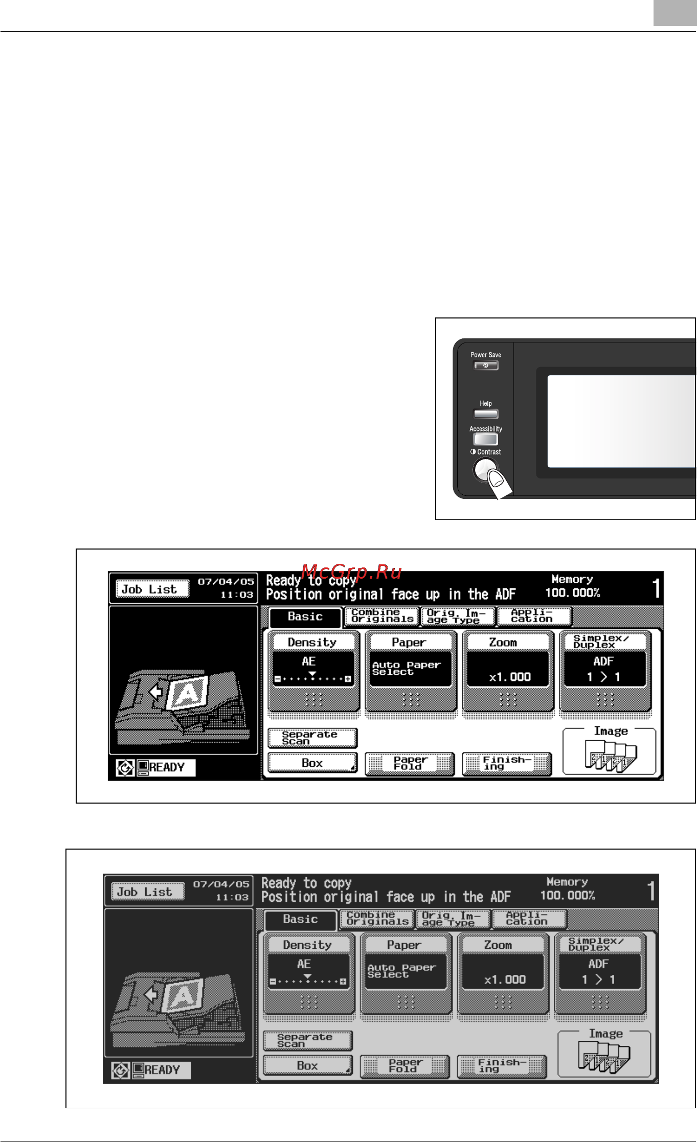 Konica Minolta bizhub PRO 920 [407/980] Adjusting touch panel contrast contrast