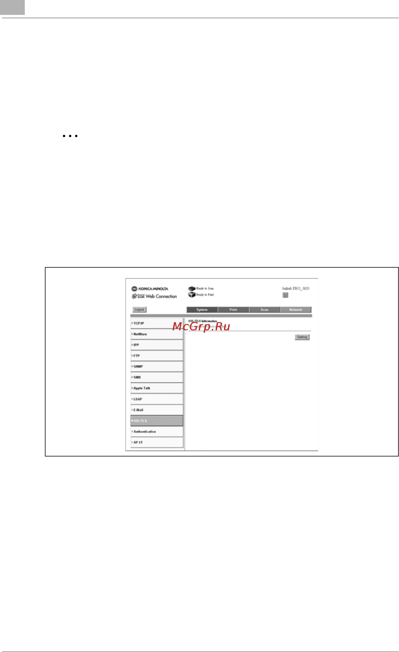 Konica Minolta bizhub PRO 920 [832/980] Ssl tls