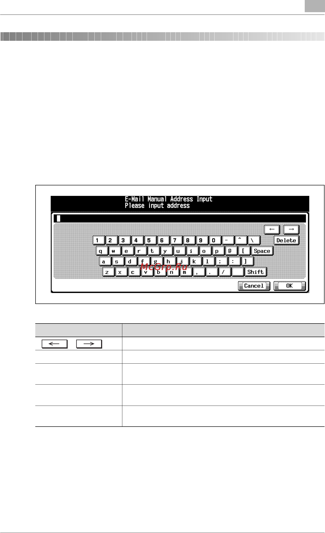 Konica Minolta bizhub PRO 920 [935/980] As you touch the item where you can input characters the character input screen appears you can input alphabets and signs character array is the same with computer keyboards