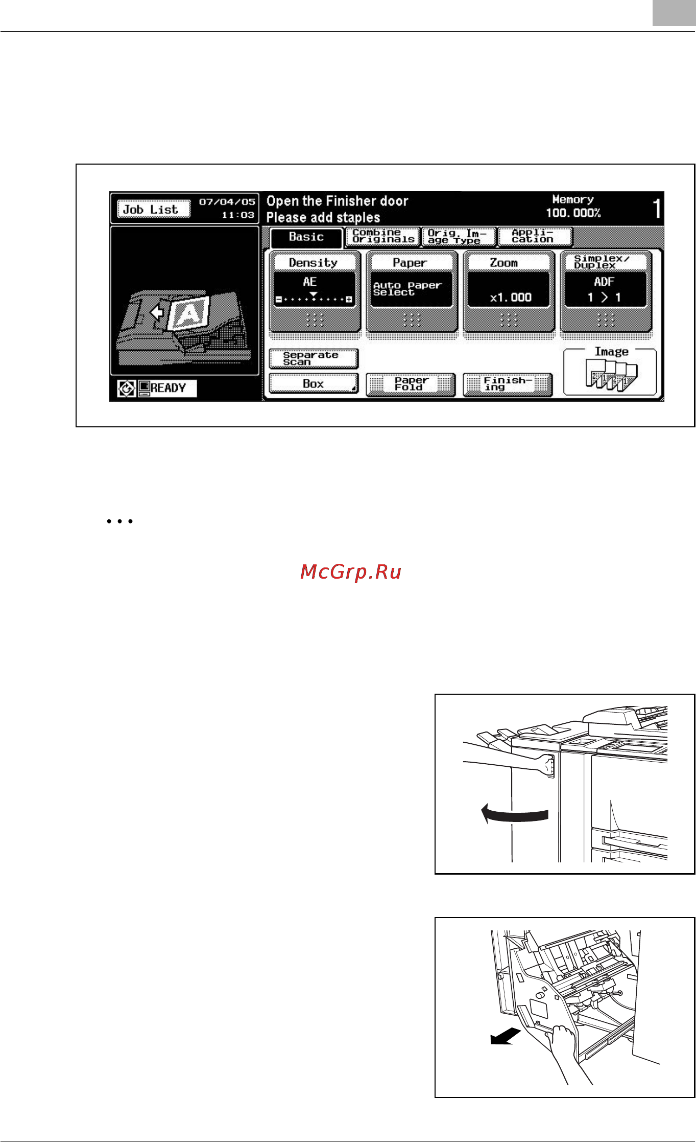 Konica Minolta bizhub PRO 920P [17/44] Inserting a new staple cartridge into finisher