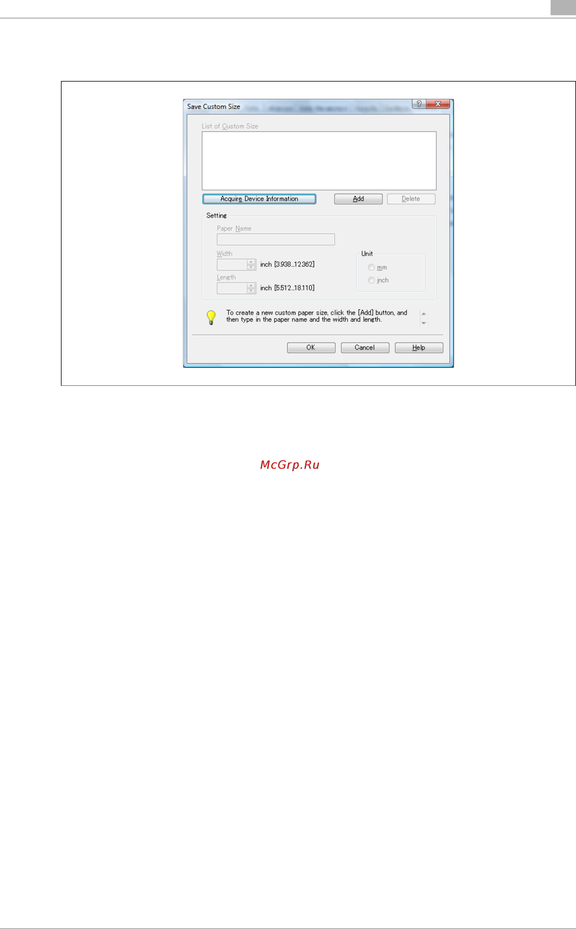 Konica Minolta bizhub PRO 950 [103/324] Save custom size ñîõ²àíèòü ñîáñòâåííûé ôî²ìàò