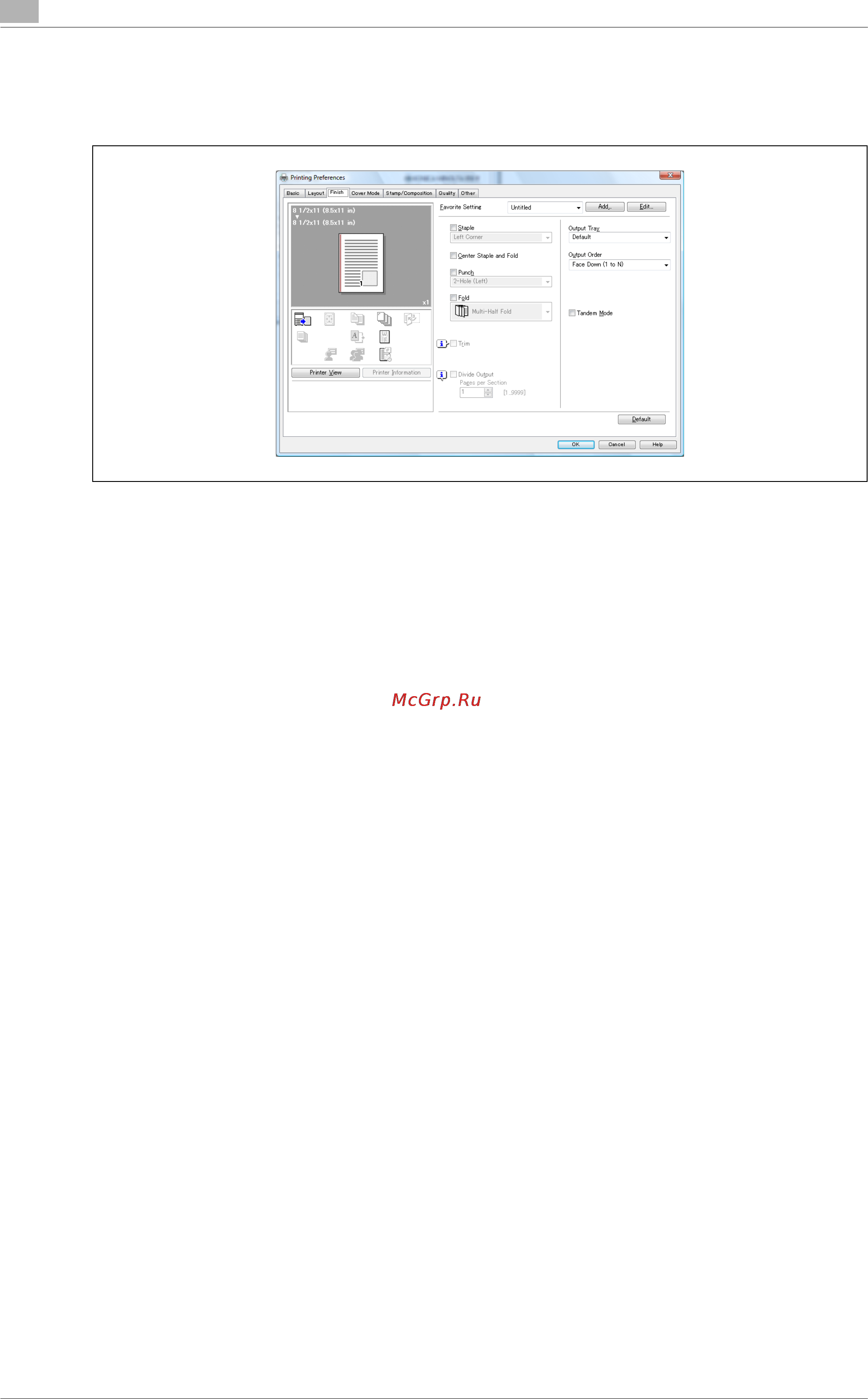 Konica Minolta bizhub PRO 950 [122/324] Закладка finish финиширование