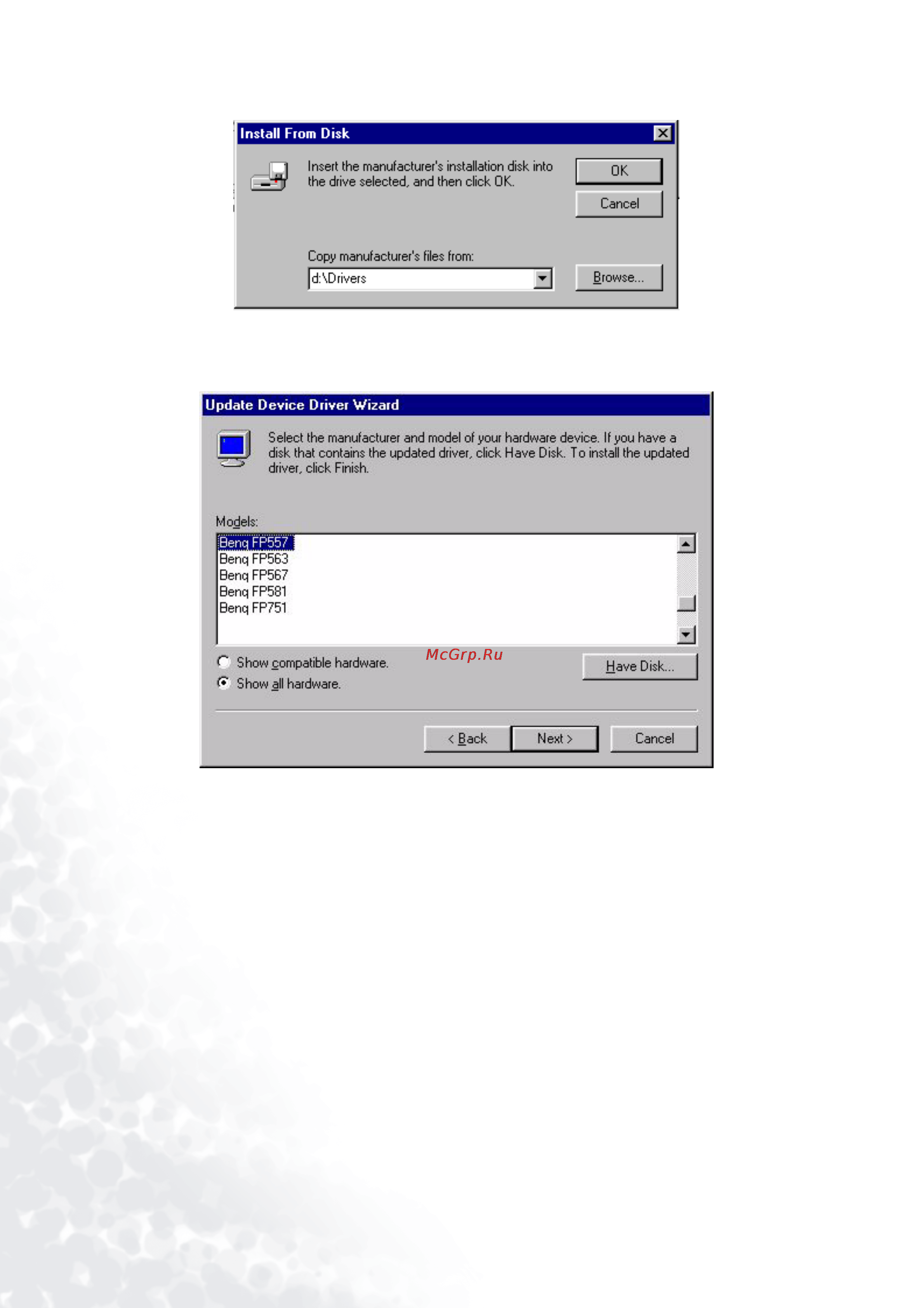 Benq FP556s [18/56] Insert the supplied cd into your computer select the cd drive from the drop down menu