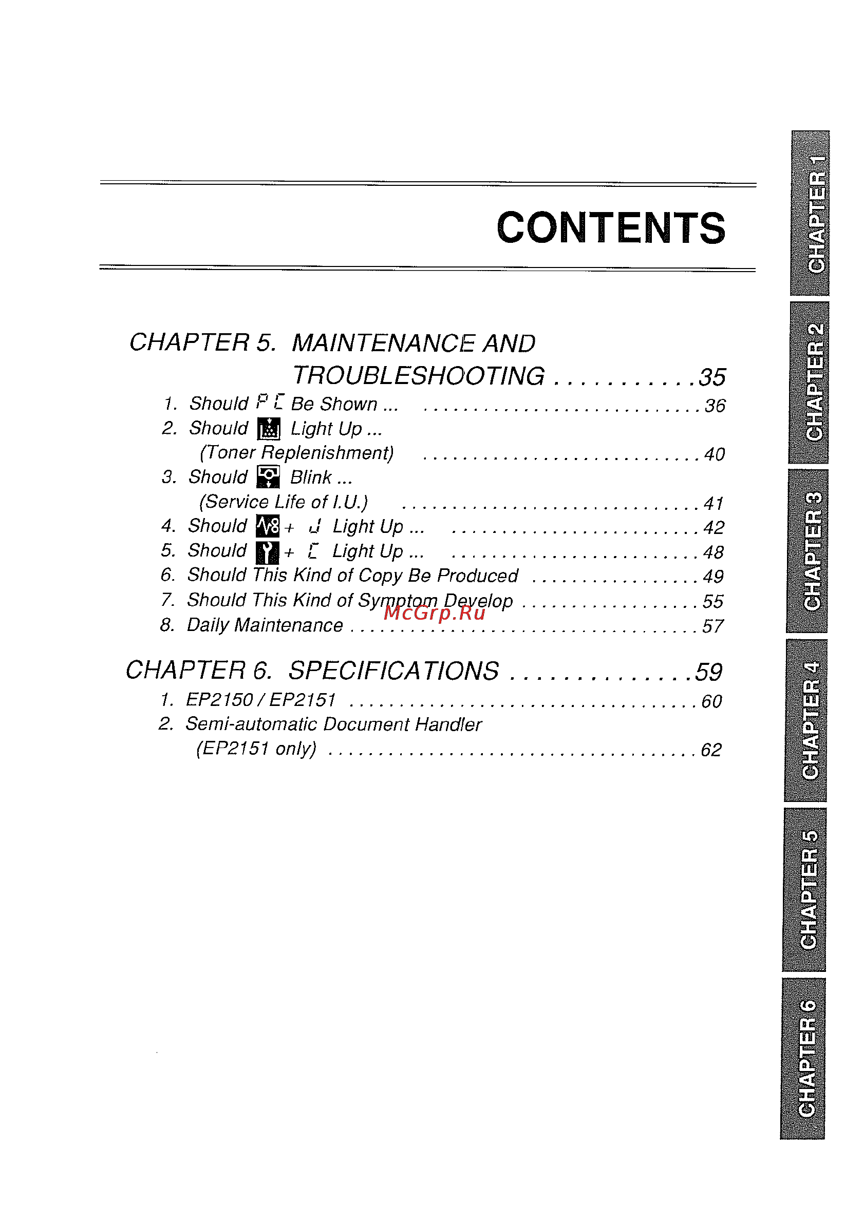 Konica Minolta EP2150 [7/70] Contents
