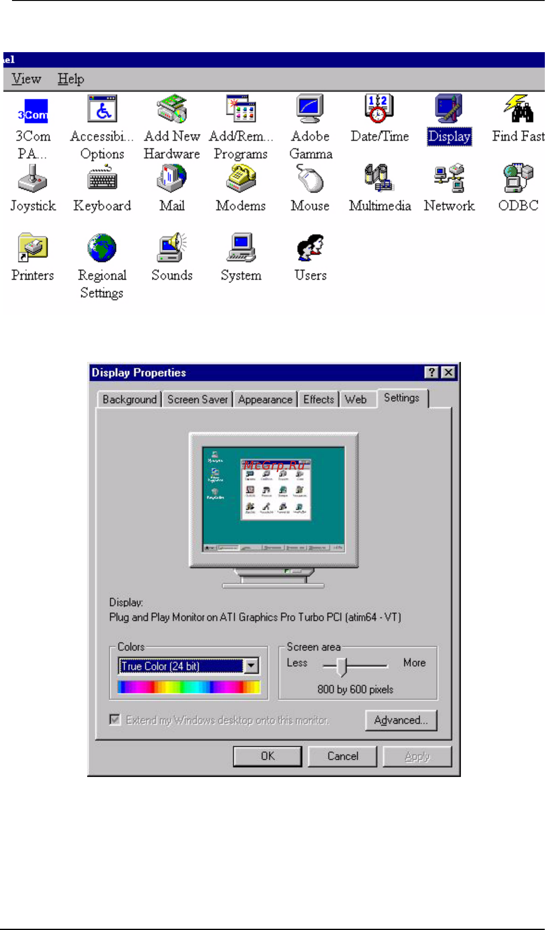 Benq FP567s [12/43] Windows 98