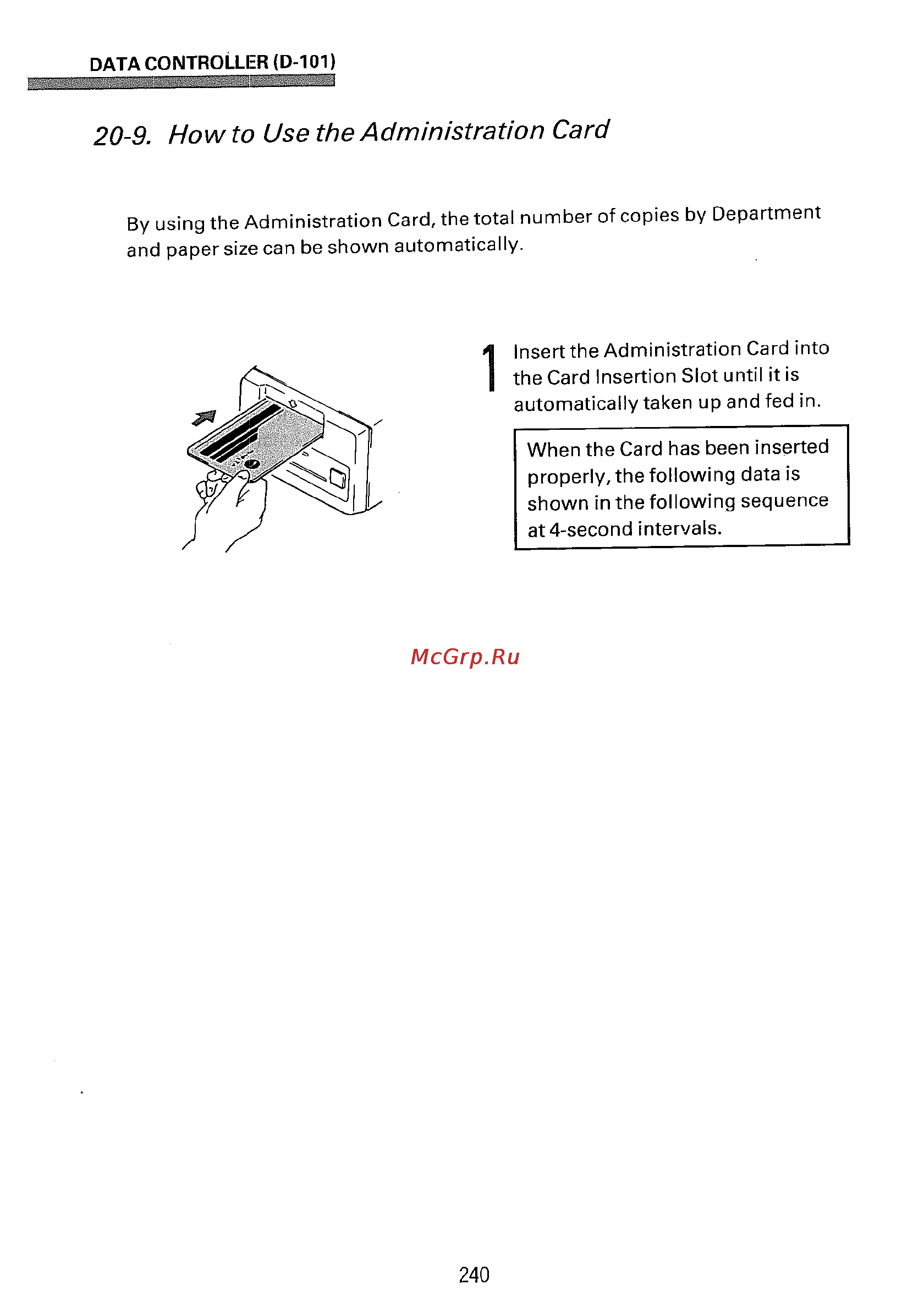 Konica Minolta EP5400 [256/296] 9 howto use the administration card