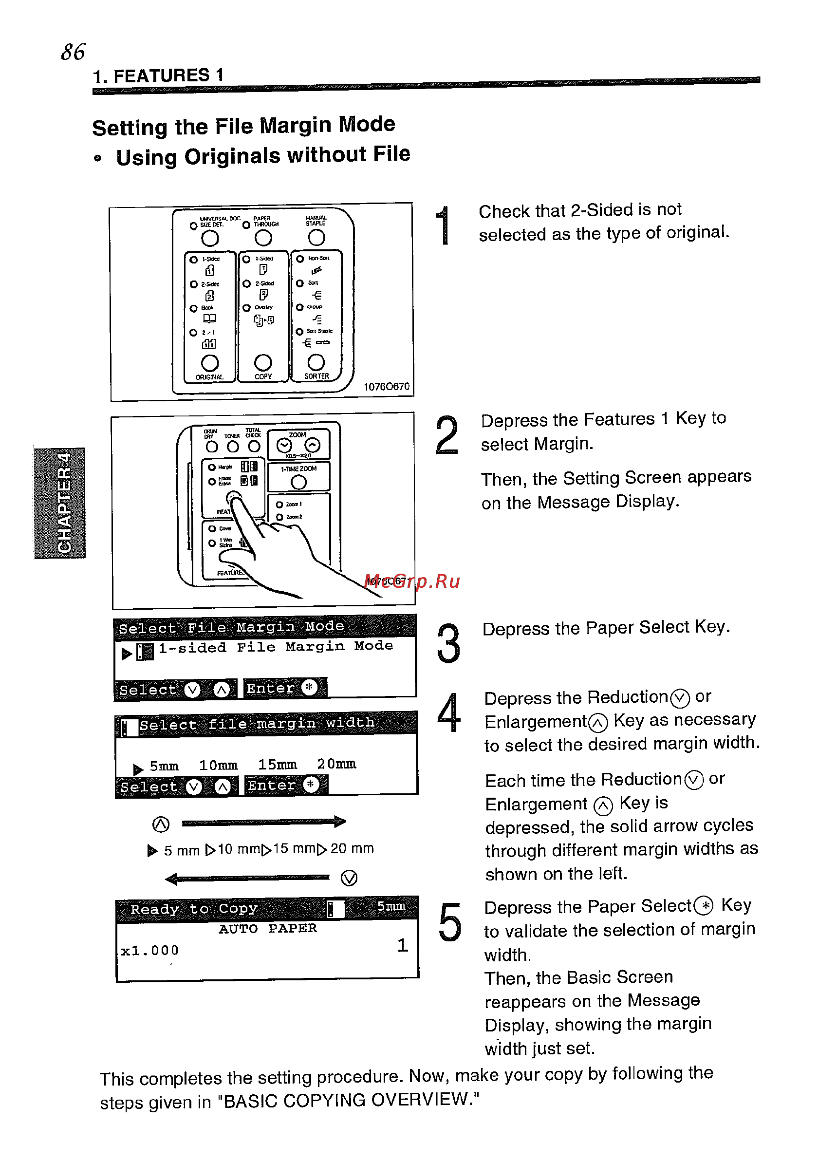 Konica Minolta EP5425 [100/170] Setting the file margin mode using originals without file